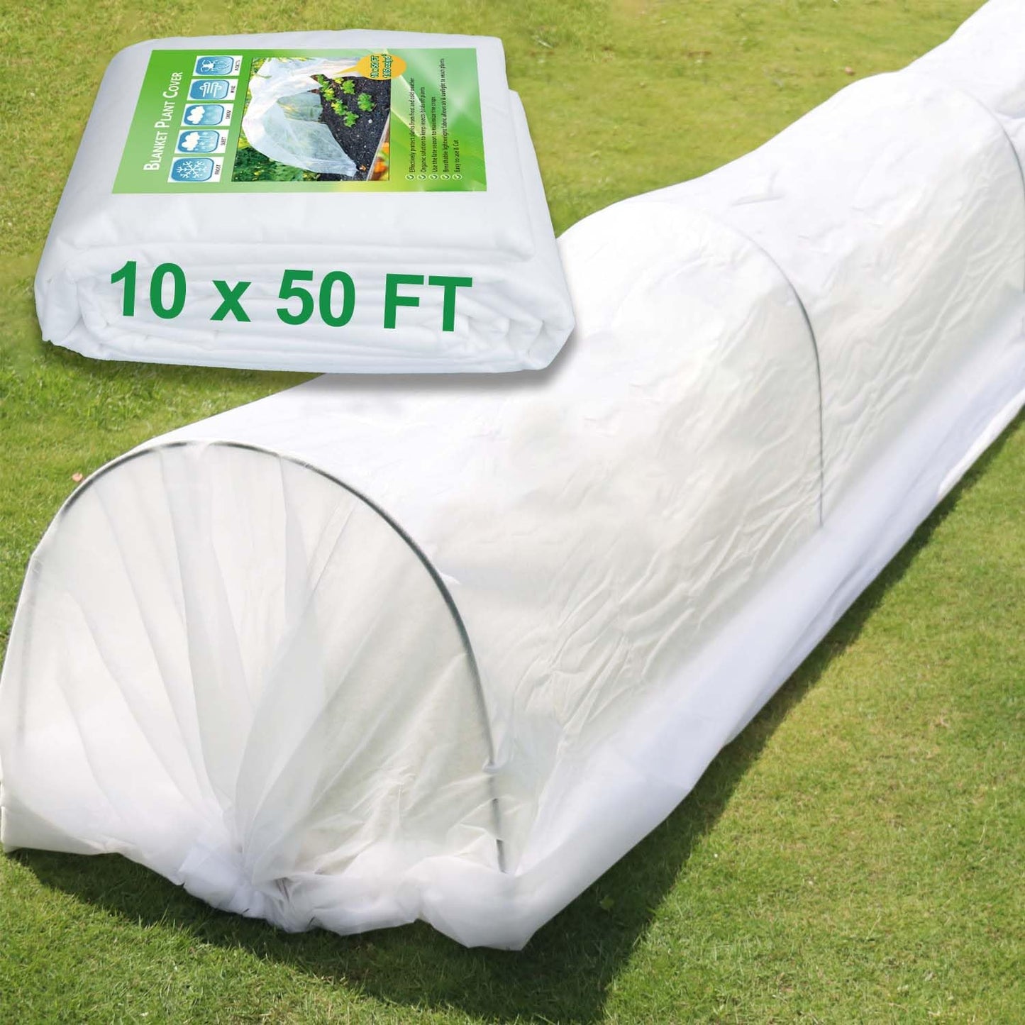 KLEWEE Plant Covers Freeze Protection 10 x 50 Ft, 1.05 oz/yd² Thicker Frost Cloth Plant Freeze Protection, Frost Blankets Covers for Outdoor Plants Winter Frost Protection, Garden Floating Row Covers