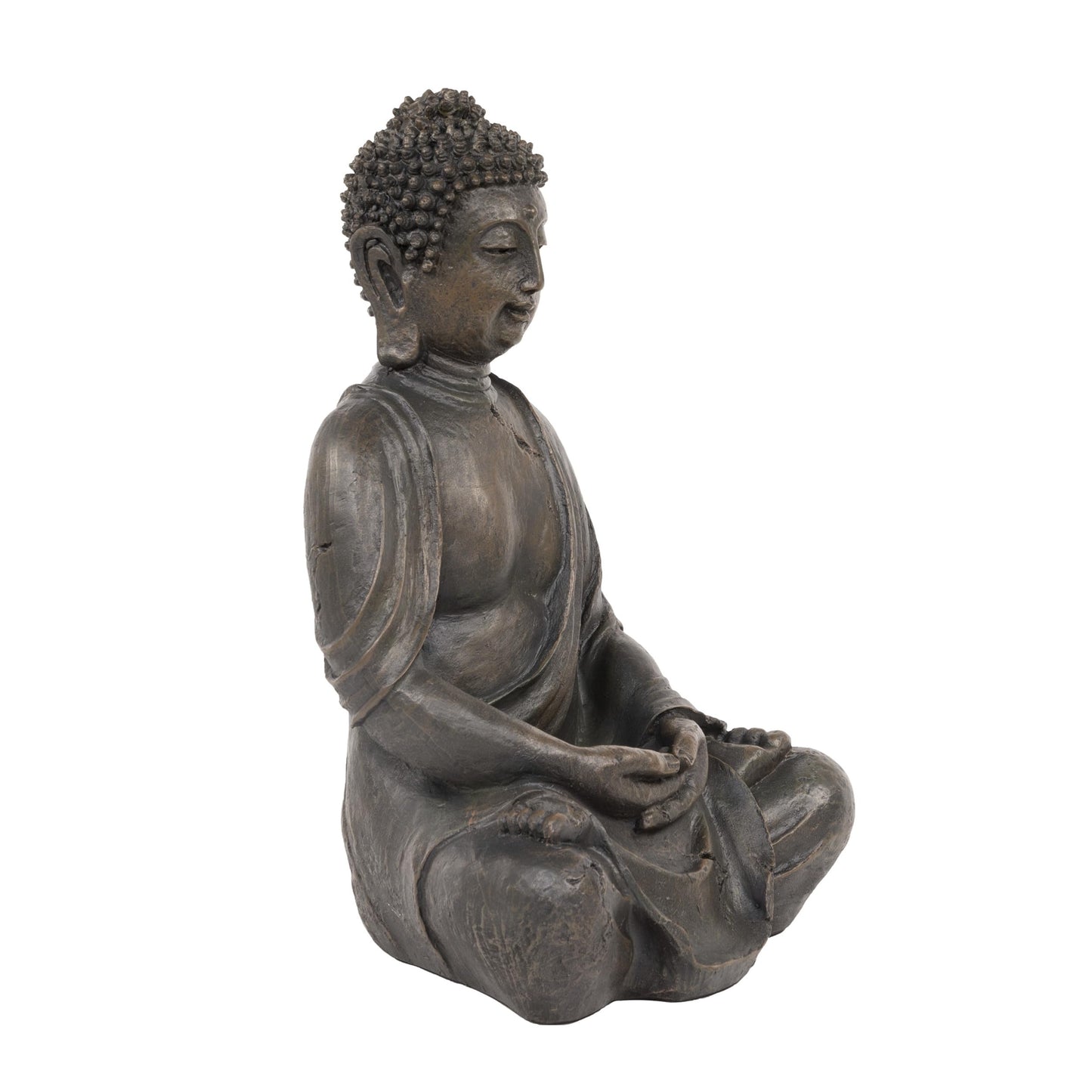 Alpine Corporation 15" Tall Indoor/Outdoor Meditating Buddha Statue, Tabletop Garden Decor, Bronze