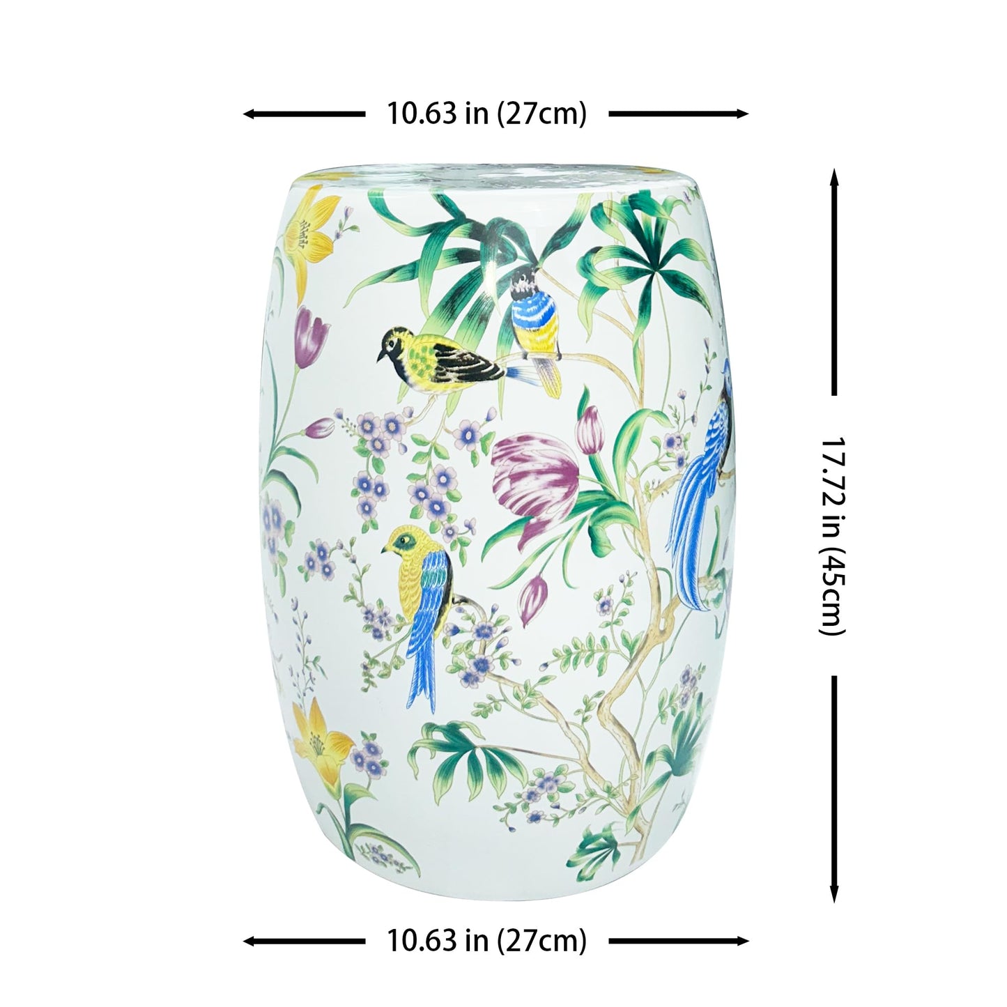 Onipig 17-Inch American Country Farmhouse Ceramic Drum Stool Multi-Purpose Indoor/Outdoor Garden Seat Plant Stand Entryway Shoe Stool Patio Decorative Accent