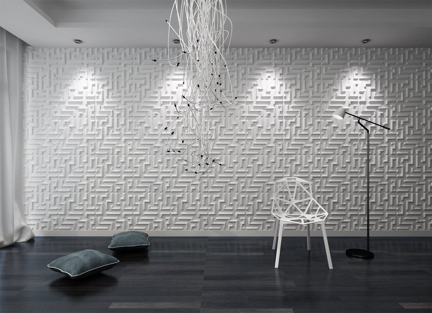 Art3d 19.7" x 19.7" (Pack of 12) Wall Panel Maze, White