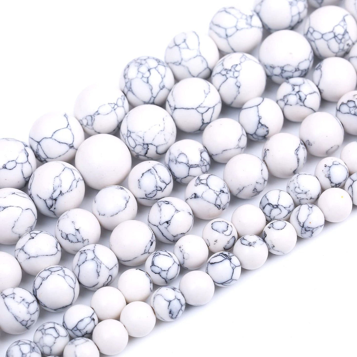 60PCS 6MM White Howlite Turquoises Round Loose Beads Natural Gemstone Beads for Jewelry Making DIY Bracelet Necklace 15"