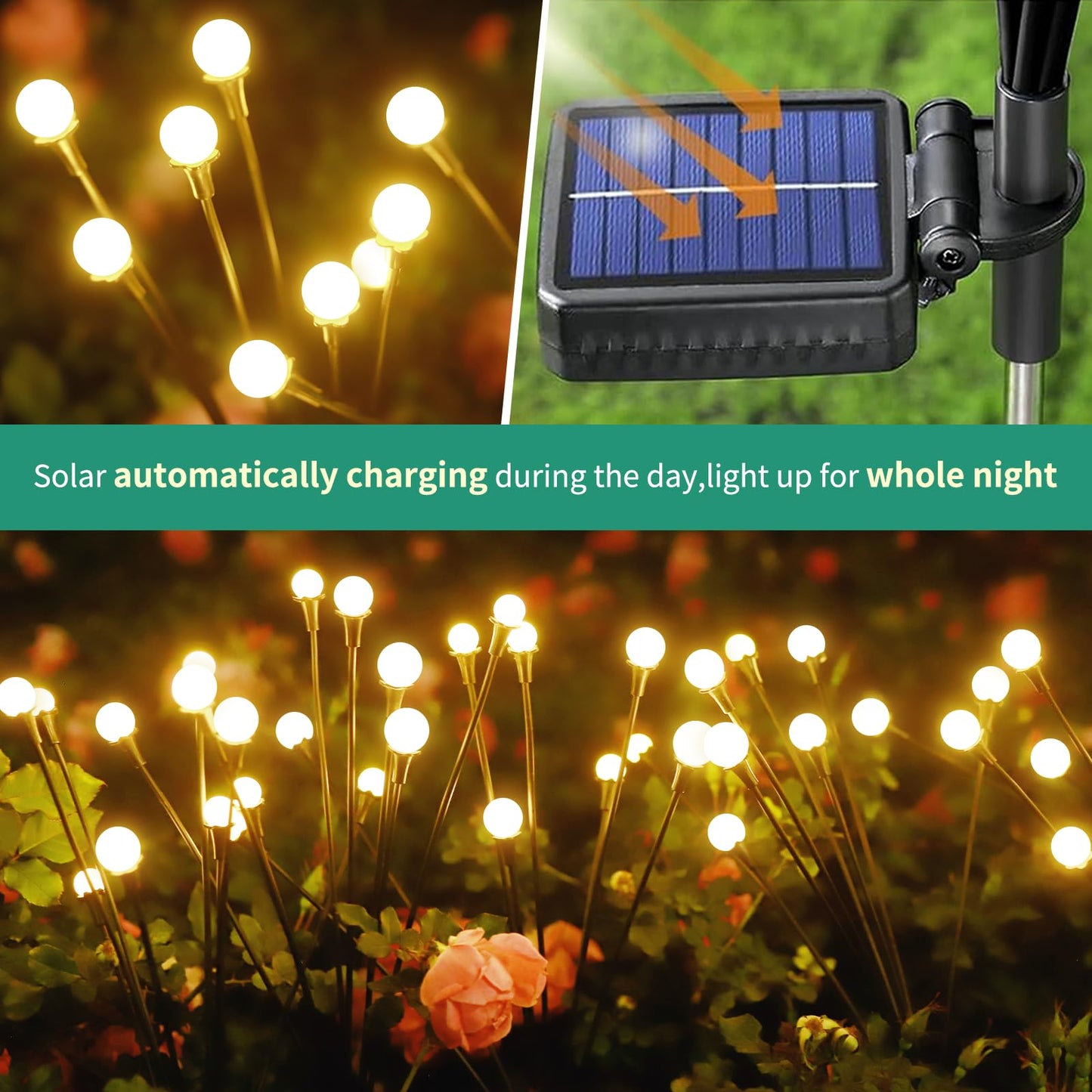 vignuto Solar Lights Outdoor Waterproof, 8 Packs 64LED, Solar Garden Lights, Garden Decor, Patio Decor, Unique Gifts for Women, Gifts for Grandma