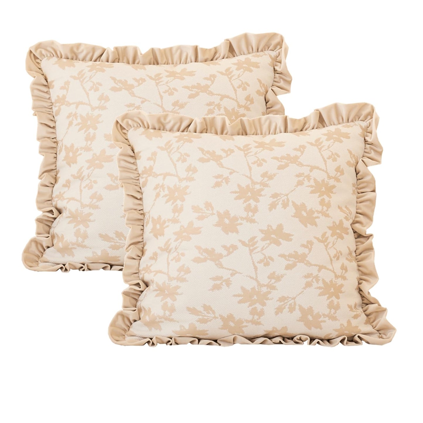 Avigers Square Design Jacquard Throw Pillow Covers Pack of 2, Embroidery Craft Soft Velvet Cushion Cover Pillowcase for Bed,Living Room,Outdoor,Car (Khaki, 20"x20")
