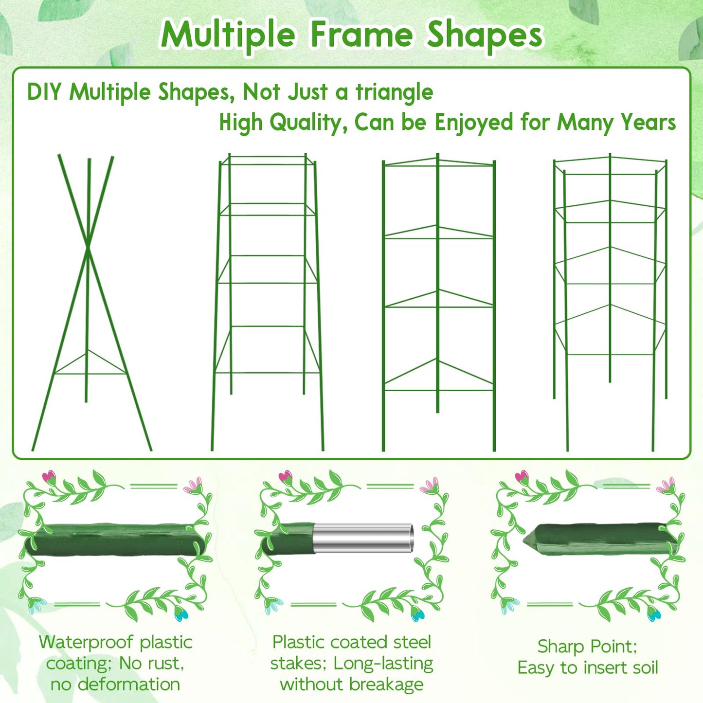 Riare 8 Pack 5.2 FT Tomato Cages for Garden- 63inches Heavy Duty Tomato Stakes and Supports, Adjustable Tall Tomato Plant Support Trellis for Pots, Raised Garden Bed, Climbing Vegetables Plants