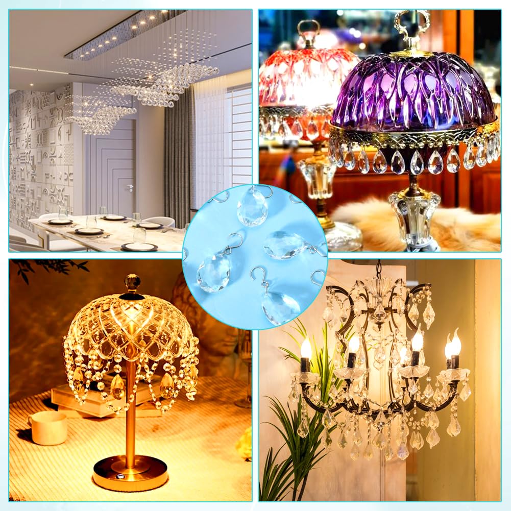 HYBEADS 10pcs 38mm Crystal Suncatcher, Hanging Clear Teardrops Crystals Chandelier Parts Prisms Pendants with Hook for Windows Lamp Christmas Tree Decorations Home Decor