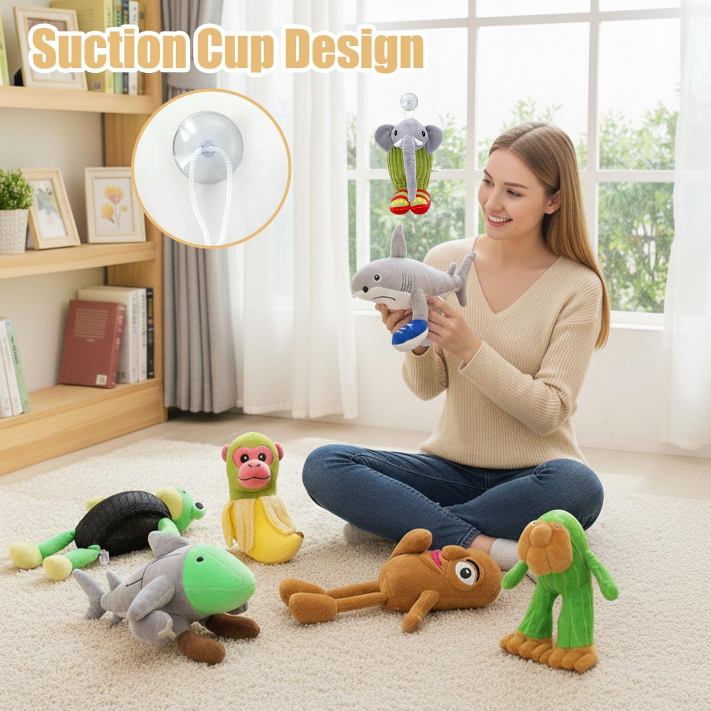 Bonifunt Italian Brainrot Plush Decor, 8 Pack Steal a Brainrot Plushies Includes Sherk Banana Monkey, 8" Brainrot Plush, Collectible Stuffed Animals Decor, Anime Stuff Decoration for Desk Window Sofa