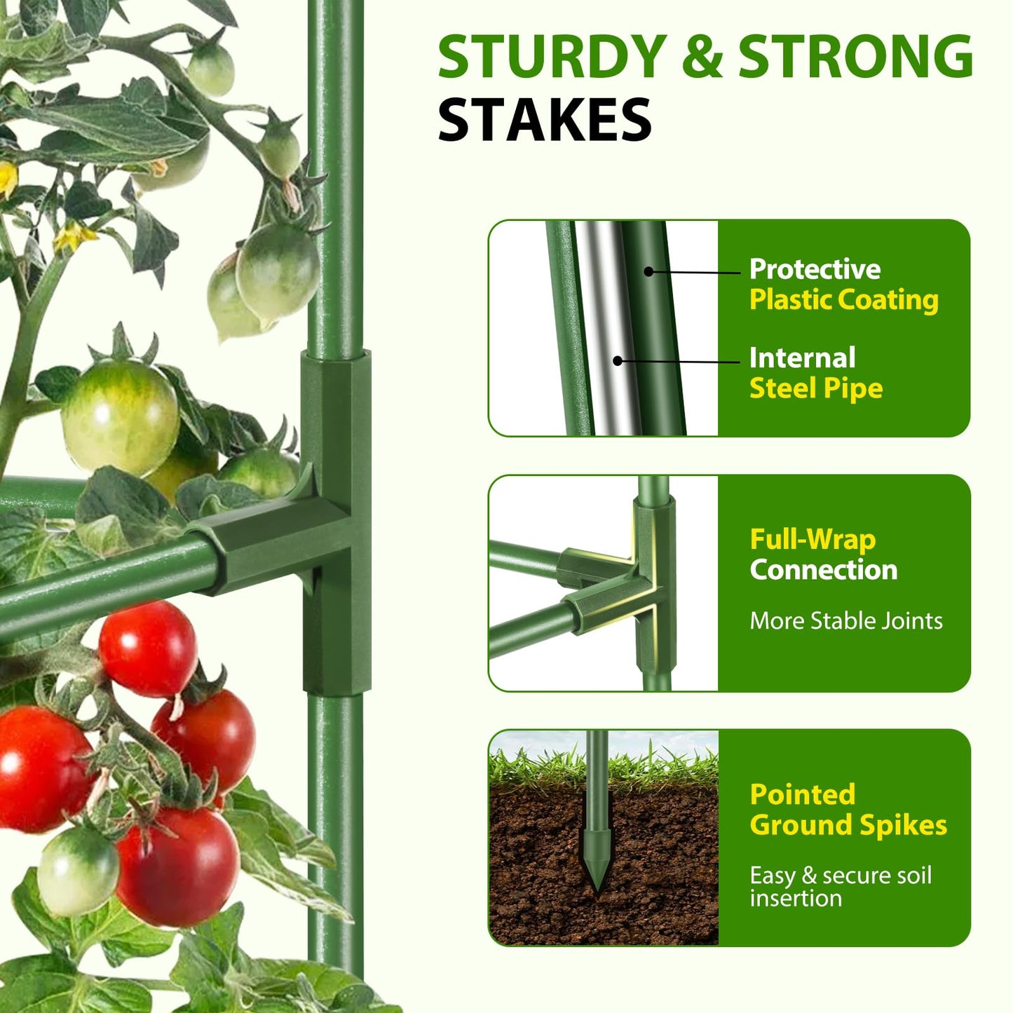 Suntee 2 Pack 48" Large Artificial Ferns, 3 Pack Tomato Cage with 10 Gallon Grow Bags