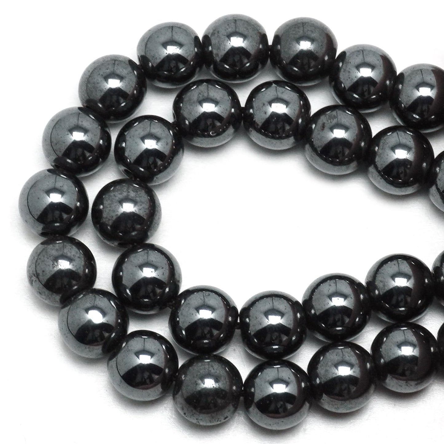 DIQIO Natural Hematite Beads for Jewelry Making - Stone Beads Gemstone Beads for Bracelets, 6mm Silver Round Loose Beads(58-60pcs, 6mm, Hematite)