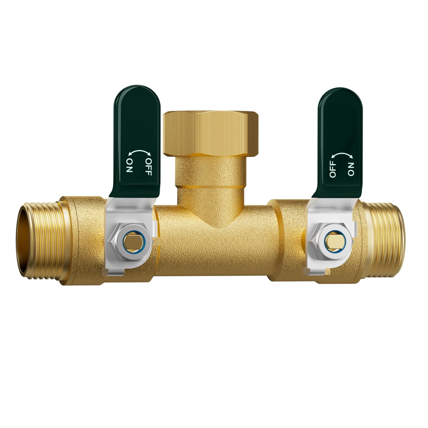 EBH Garden Hose Splitter 2 Way, Heavy Duty Solid Brass Hose Splitter with Shutoff Valves, Water Spigot Splitter With 304 Stainless Steel Handle, Full Flow Outdoor Faucet Splitter, 3/4" GHT Thread