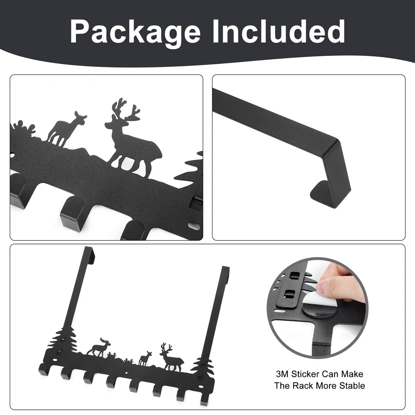 WIEMELIER Over Door Clothes Hanger Shower Room Towel Hook Hanger Over Door Hooks Black 8 Hooks