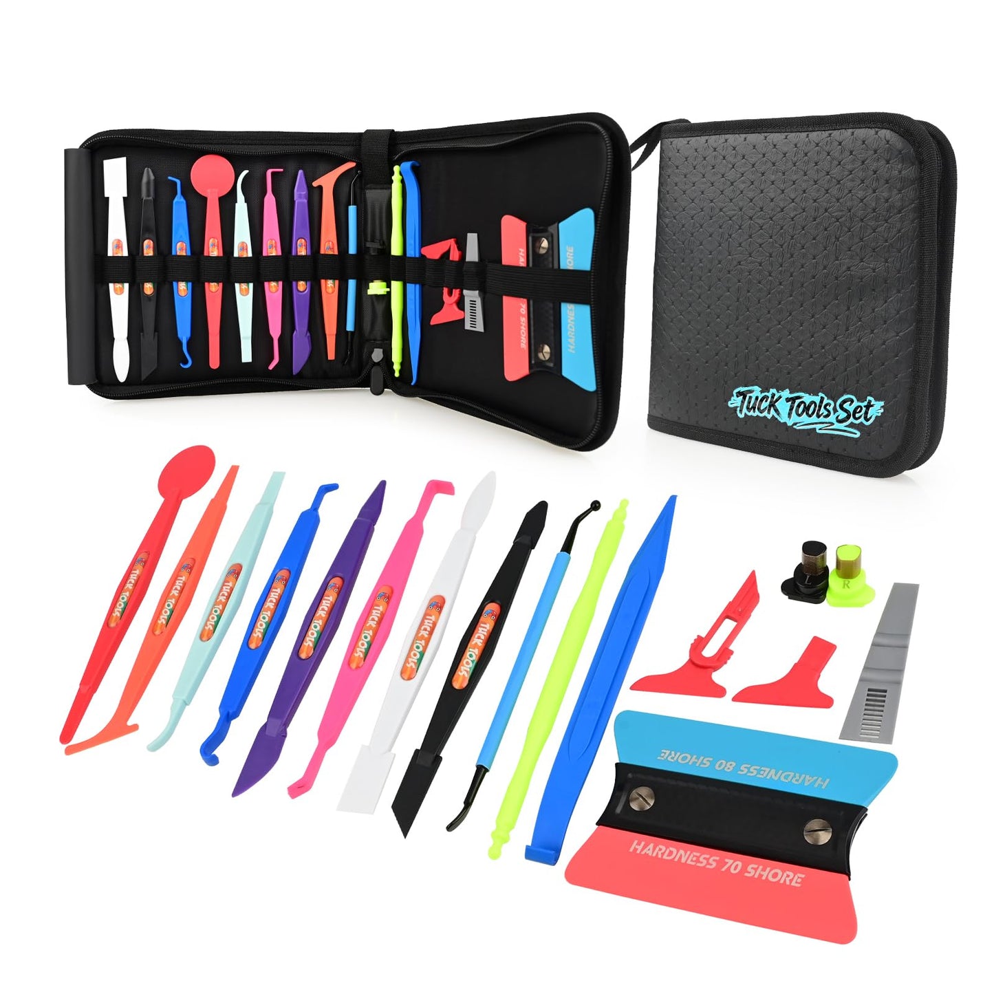EHDIS Vinyl Tucking Tool 17 in 1 Vinyl Wrap Stick Set with Tool Pounch Car Wrapping Mini Corner Squeegee Curves Slot Vinyl Tools for Window Tinting,Vinyl Film Application,Wallpaper Installing