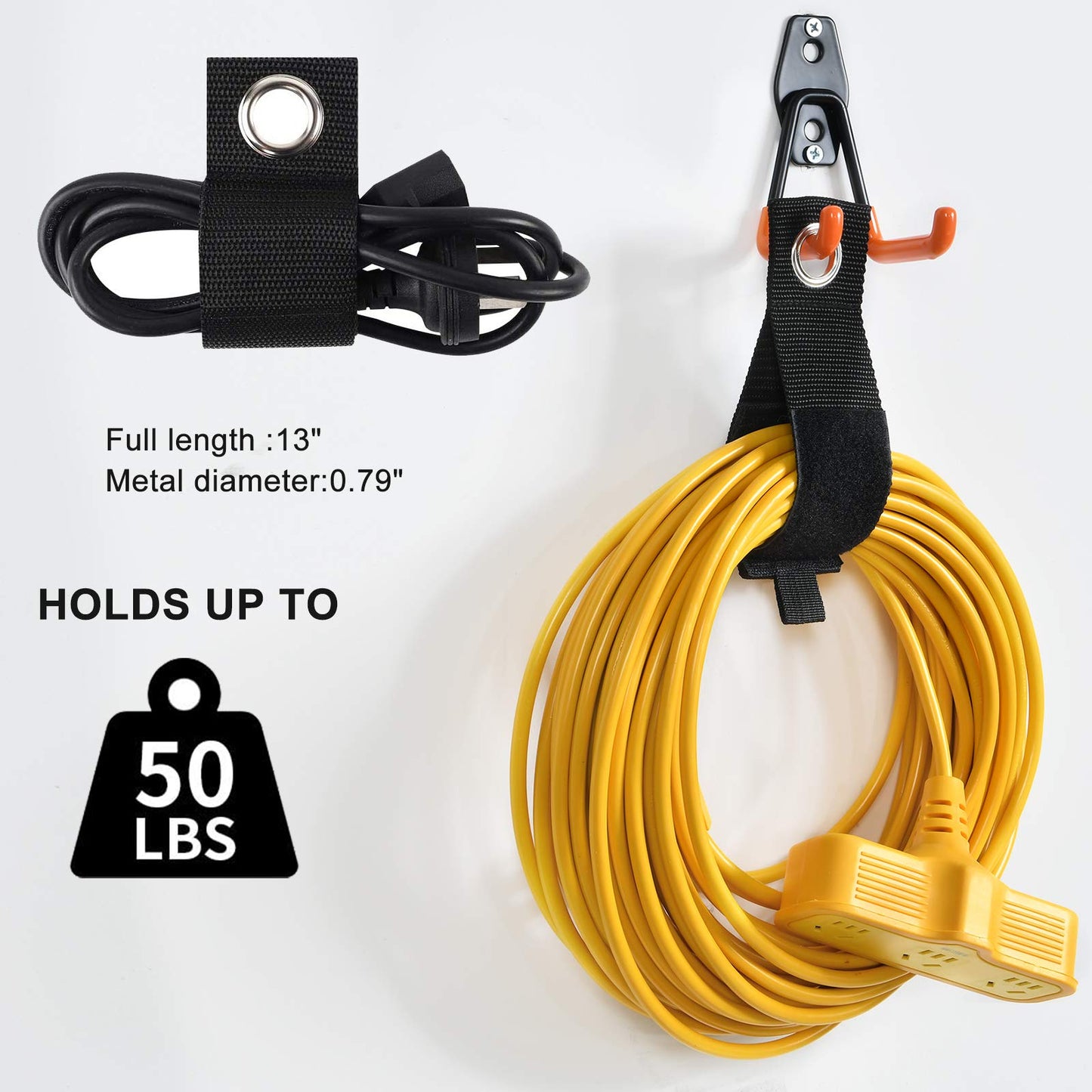 AOBEN 24PCS Garage Hooks, Heavy Duty Double Garage Hanger Organizer Wall Mount Iron Anti-Slip Garage Storage Hooks for Ladder, Power Tool,Bike,Ropes（23 Hooks & 1 hoder Strap-Gray