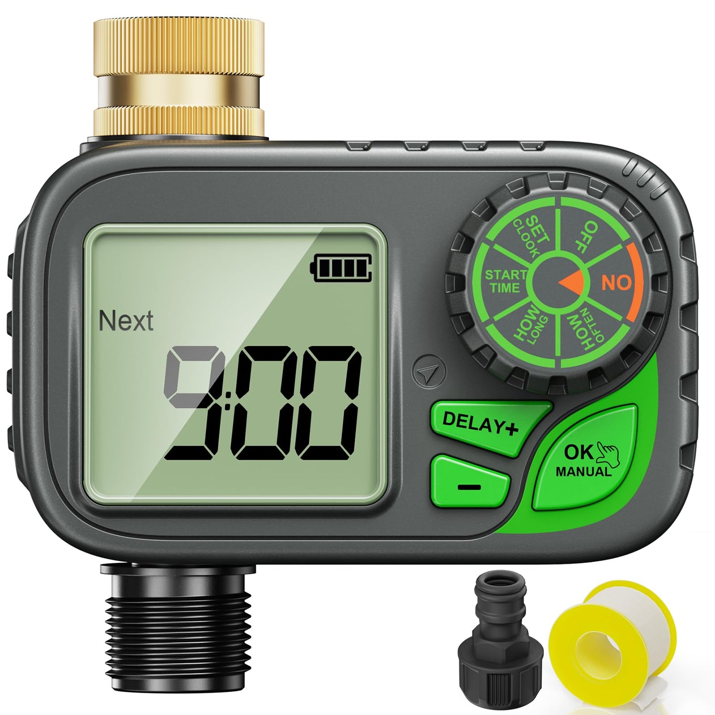 Sprinkler Timer Water Hose Timer - Programmable Digital Irrigation Outdoor Waterproof with Rain Delay, Manual & Automatic Watering System for Yard Lawn Garden Hose, Brass Inlet 1 Outlet