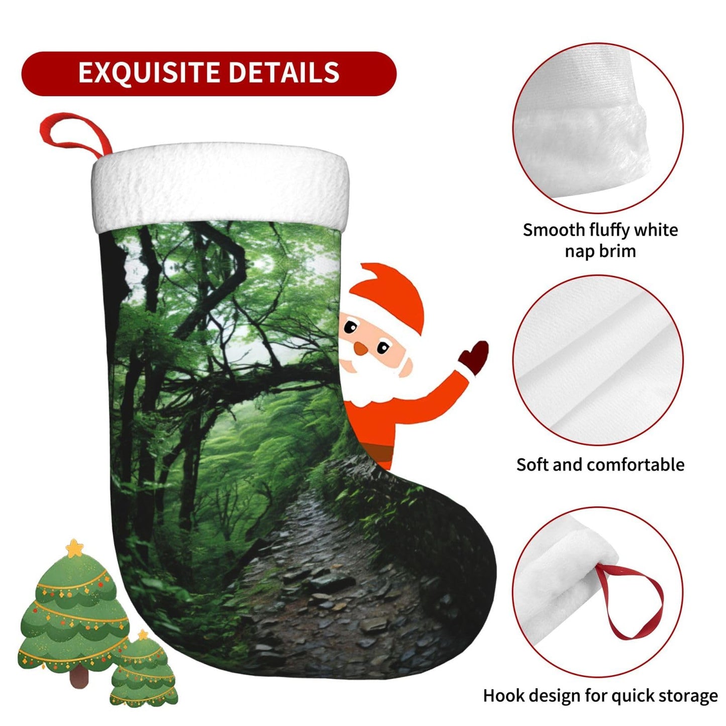 KOPUUYRD Tree Art Print Luxurious Holiday Socks,Unique Christmas Socks for Joyful Season,Festive Ornament Classic