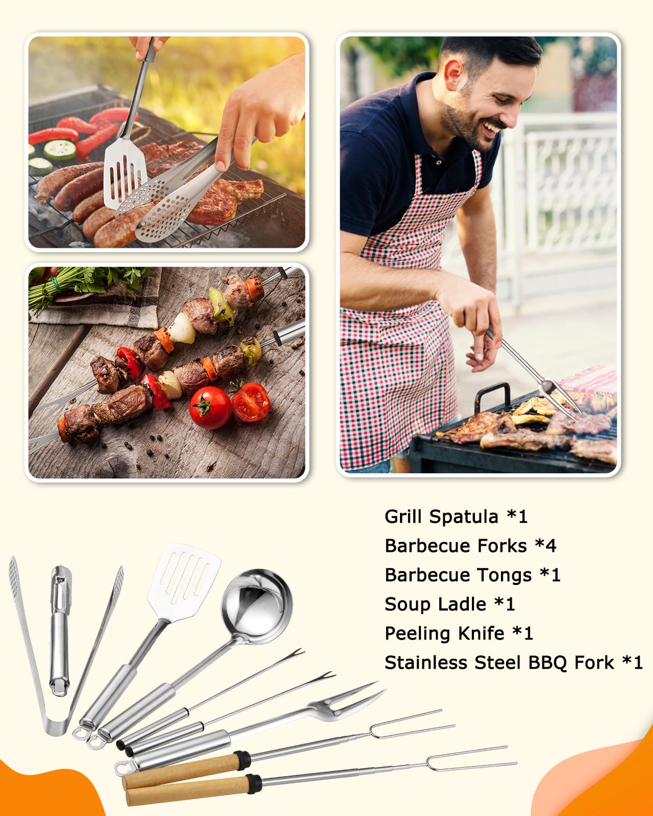 Hozzen 45-Pcs Camping Cooking Utensil Set - Car Camping Essentials Gear for Cooking and Grilling, Portable Camp Kitchen Set, Ideal Gift for RV Tent Camper, Picnics, BBQs, Parties