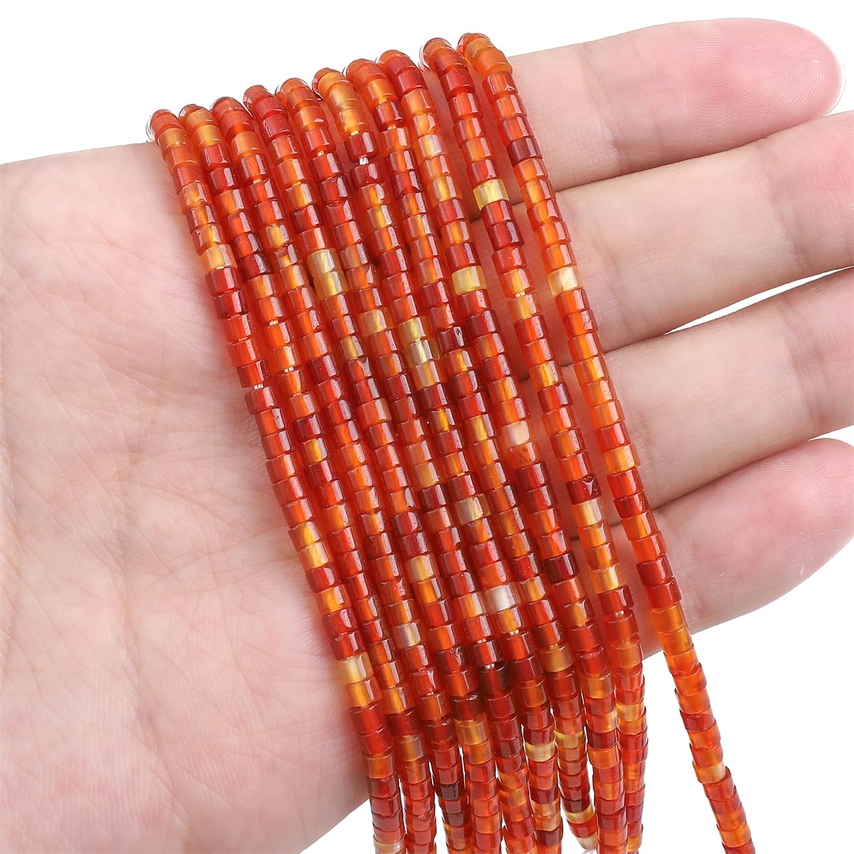 BEADIA Natural Red Agate Spacer Beads Caps Flat Round Loose Beads for Beading Jewelry Making 3mmx2mm 38cm