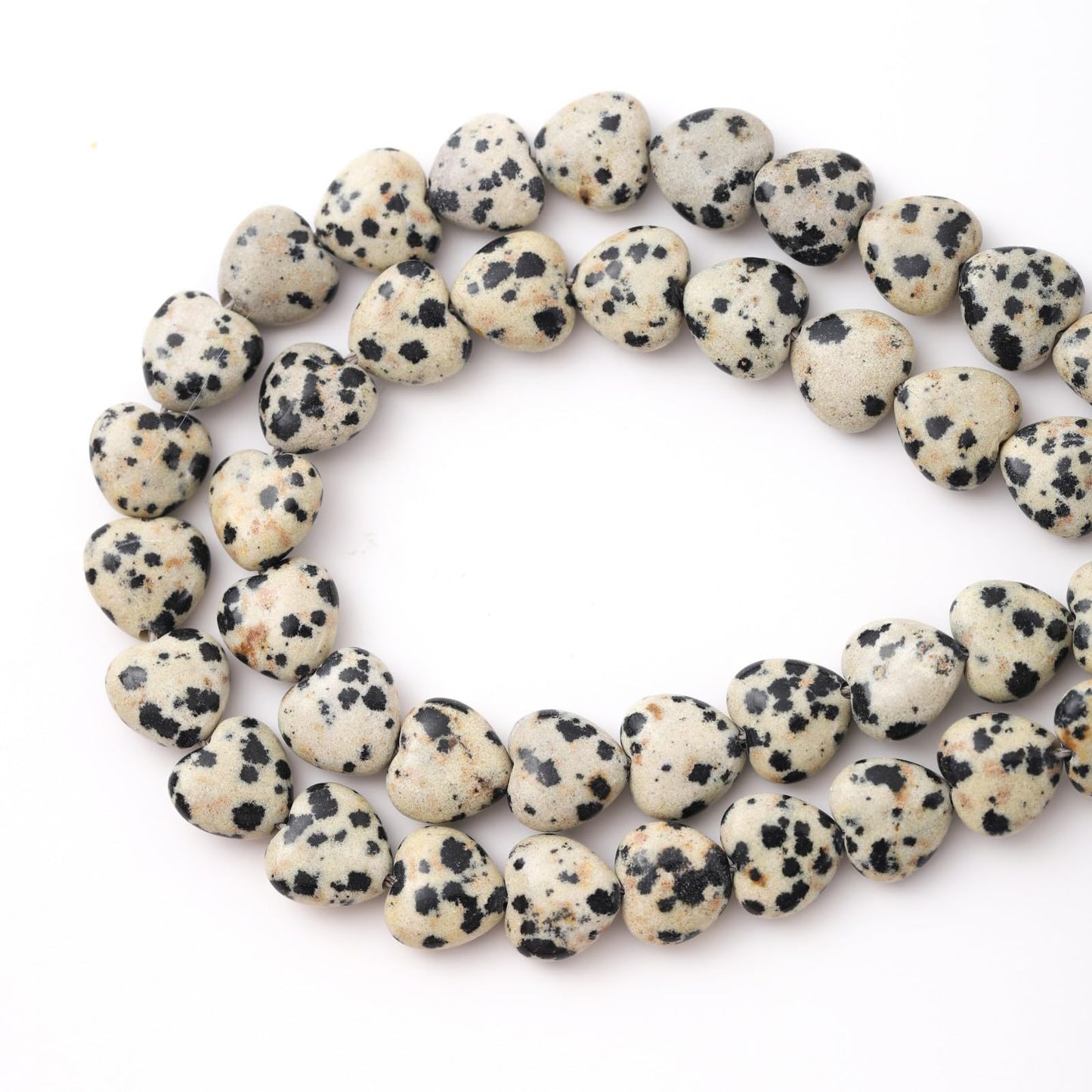 Natural Heart Shaped Dalmatian Stone Beads 10mm Loose Crystal Healing Beads for DIY Necklace Bracelet Making Gemstone Craft Supplies