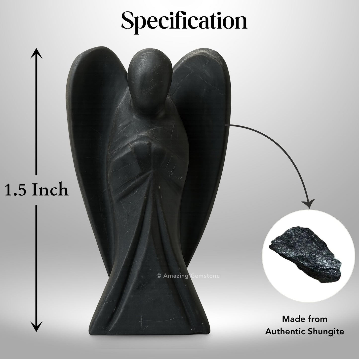 Amazing Gemstone Shungite Angel - Shungite Crystal Angel and Pocket Guardian Angel Crystal Figurines (1.5 Inches)