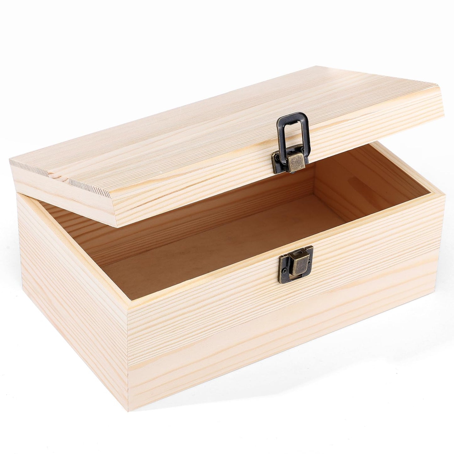 WSICSE Unpainted Wood Box with Hinged Lid - Large 9.2"x5.5"x3.9" for Crafts DIY Storage Jewelry & Gift Box and Hobby Organization Easter Basket Stuffers