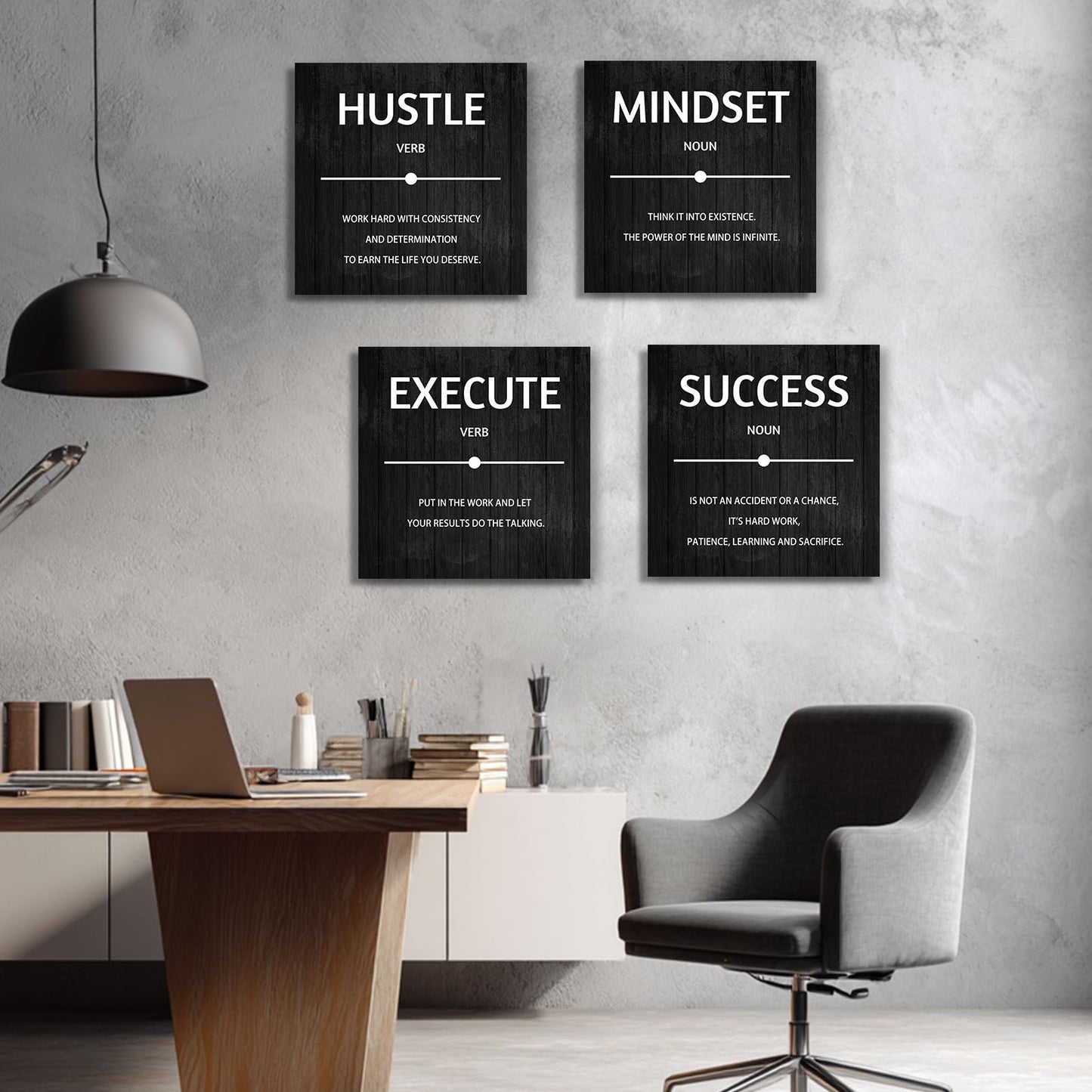 Halioyo Motivational Wall Decor Inspirational Office Quotes for Living Room Bedroom Canvas Posters Painting 4 Pieces Modern Wall Art Home Office Decor 12”X12”X4