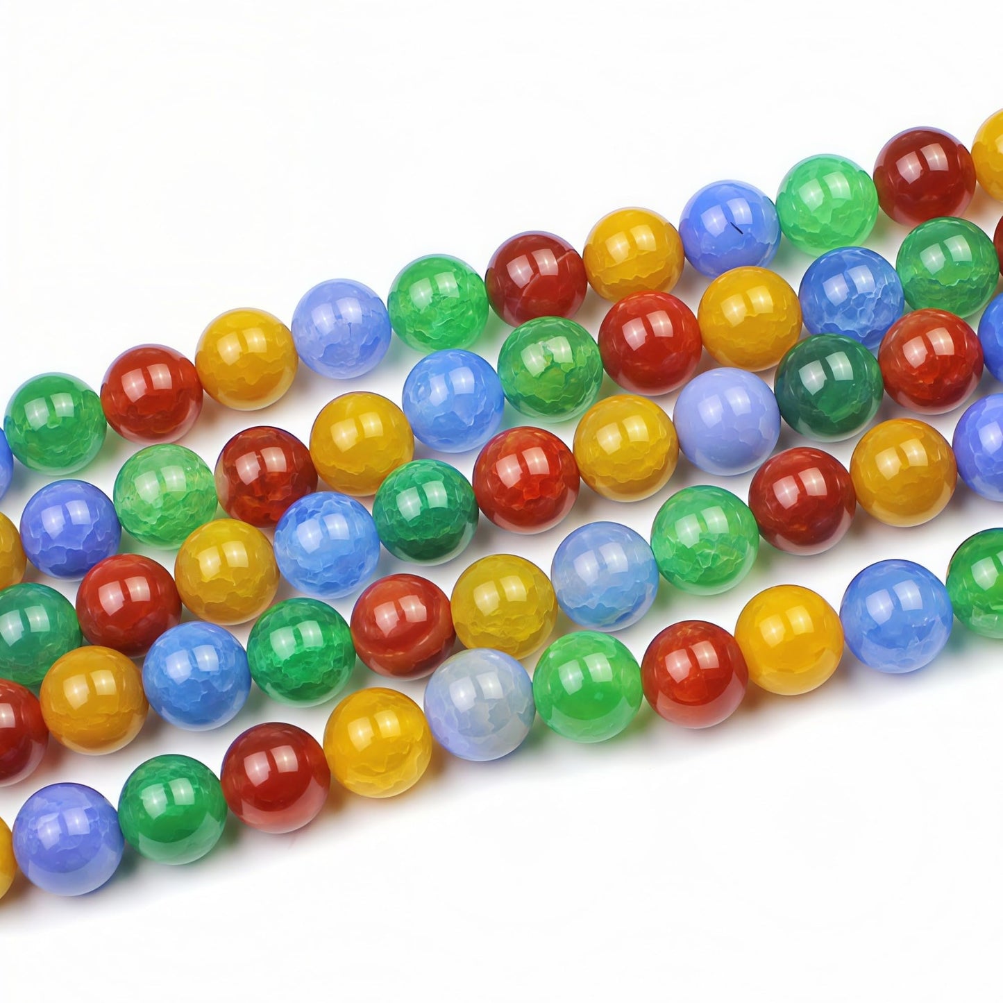 MJDCB Natural Stone Beads 8mm 43pcs Round Mixed Color Dragon Vein Agate Loose Gemstone Bead Charms for Jewelry Making Bracelet Necklace Earring Pendant