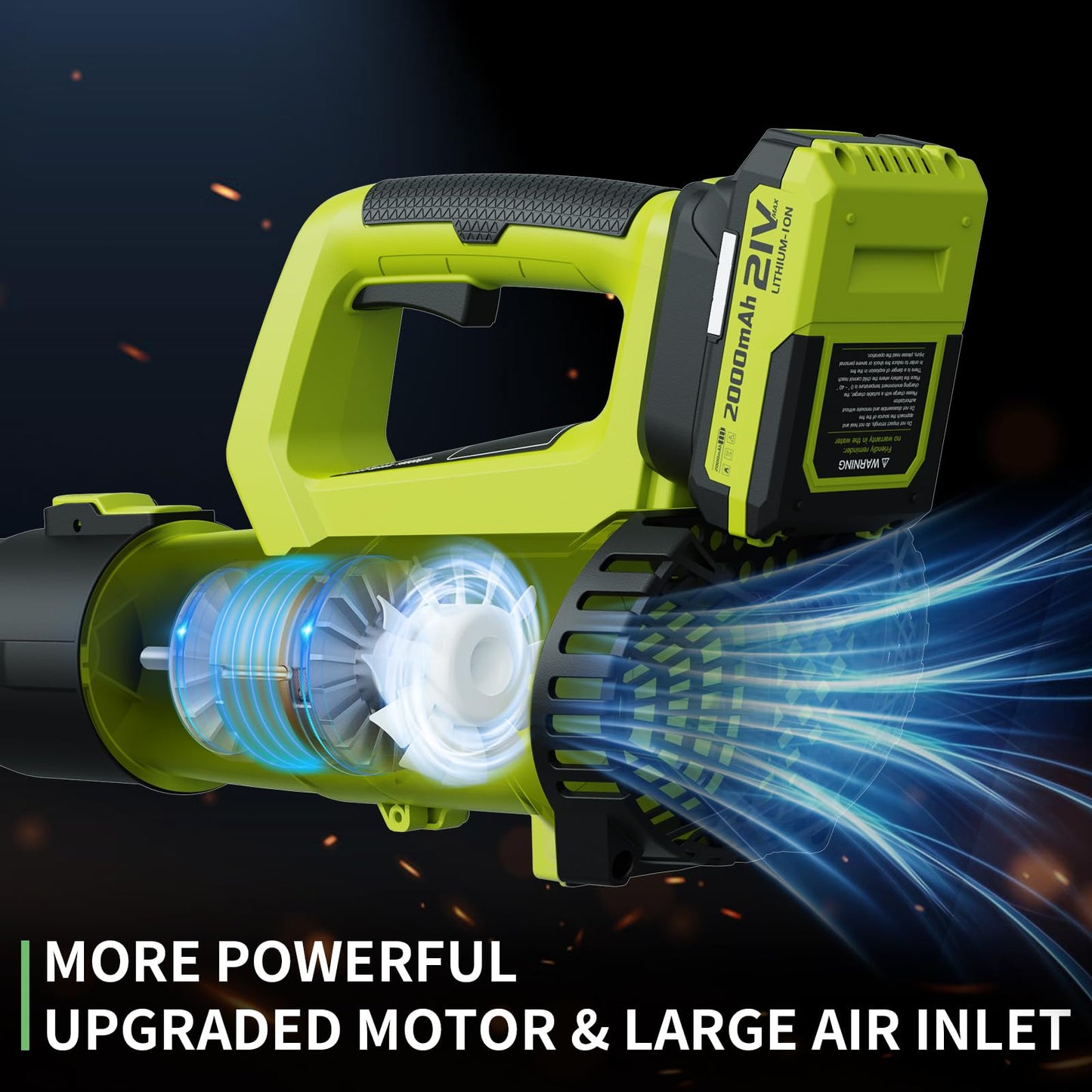 LEAPUL Leaf Blower Cordless, 21V Electric Leaf Blower with 2×2.0Ah Batteries & 1 Fast Charger, Lightweight Battery Powered Blower for Lawn Care, Patio Cleaning