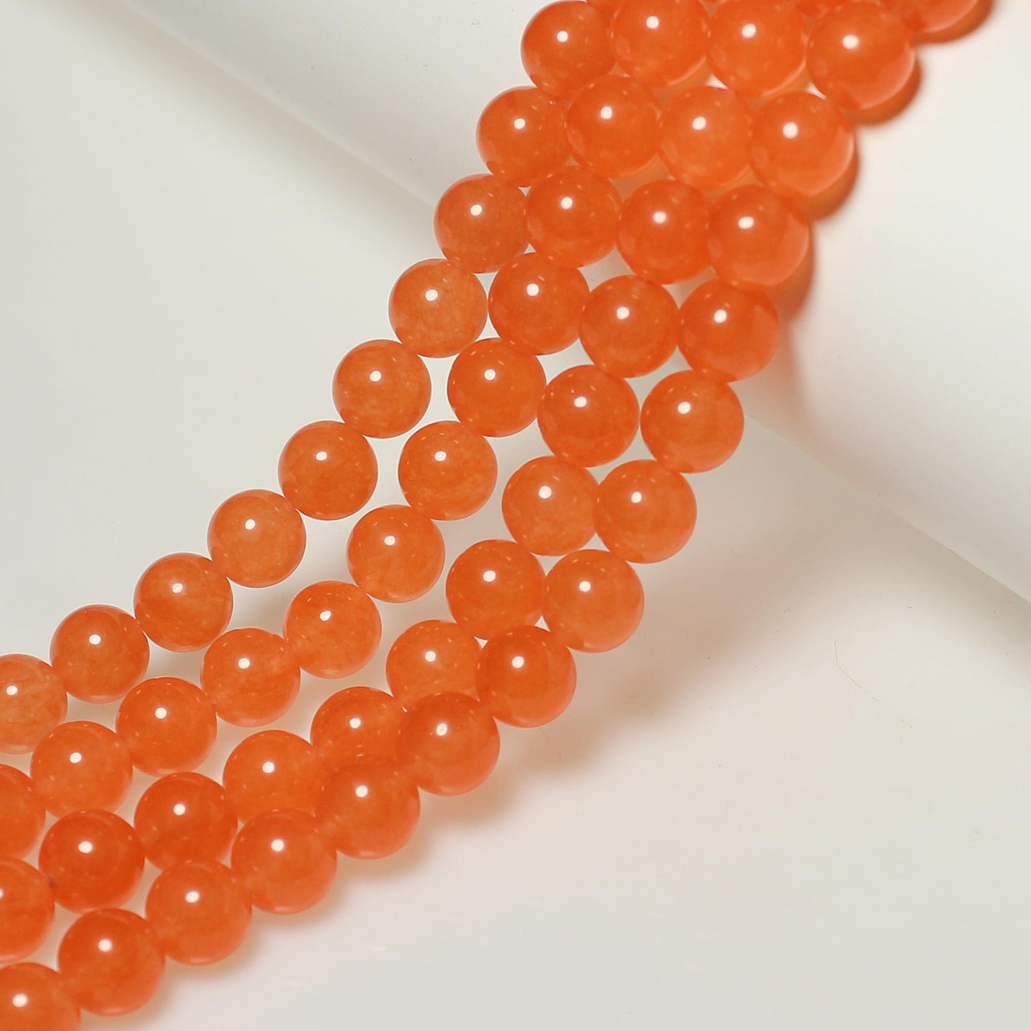 MJDCB Stone Beads 8mm 43pcs Round Orange Red Jade Loose Gemstone Bead Charms for Jewelry Making Bracelet Necklace Earring Pendant