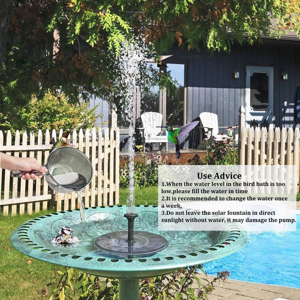 LAWOHO Solar Fountain Pump 1.5W Upgraded Submersible Solar Water Fountain Panel Kit for Bird Bath,Small Pond,Garden and Lawn