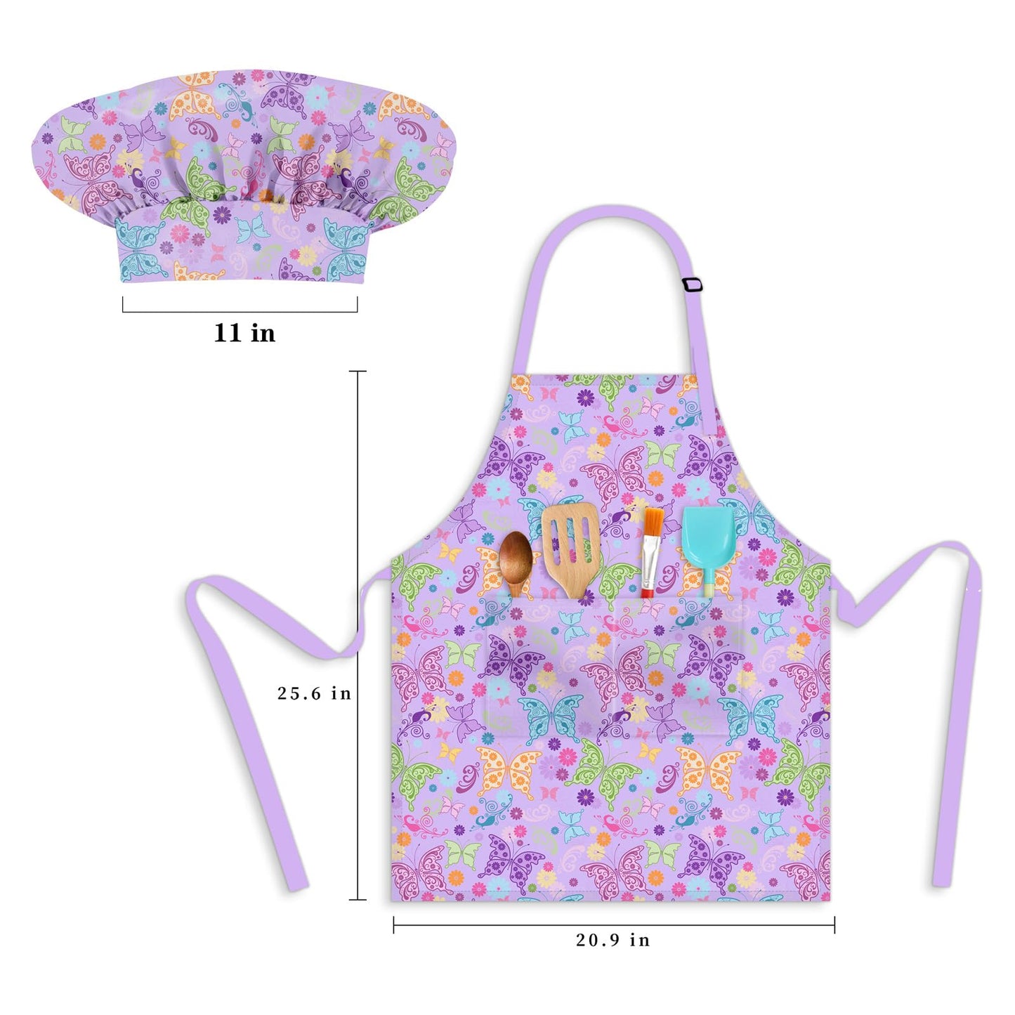 DEABOLAR Kids Aprons for Girls Toddler Aprons with Pockets for Kids Cooking Baking Painting Crafting Art Gardening Adjustable