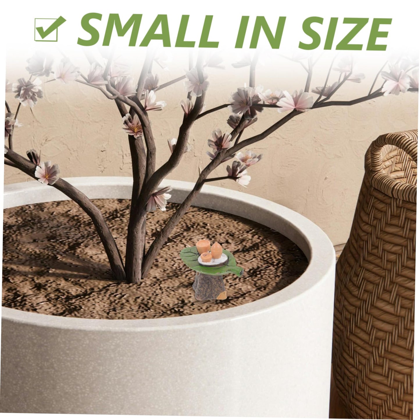 Vaguelly Micro Landscape Ornament Tiny House Table Decor Resin Tea Table Model for Fairy Garden