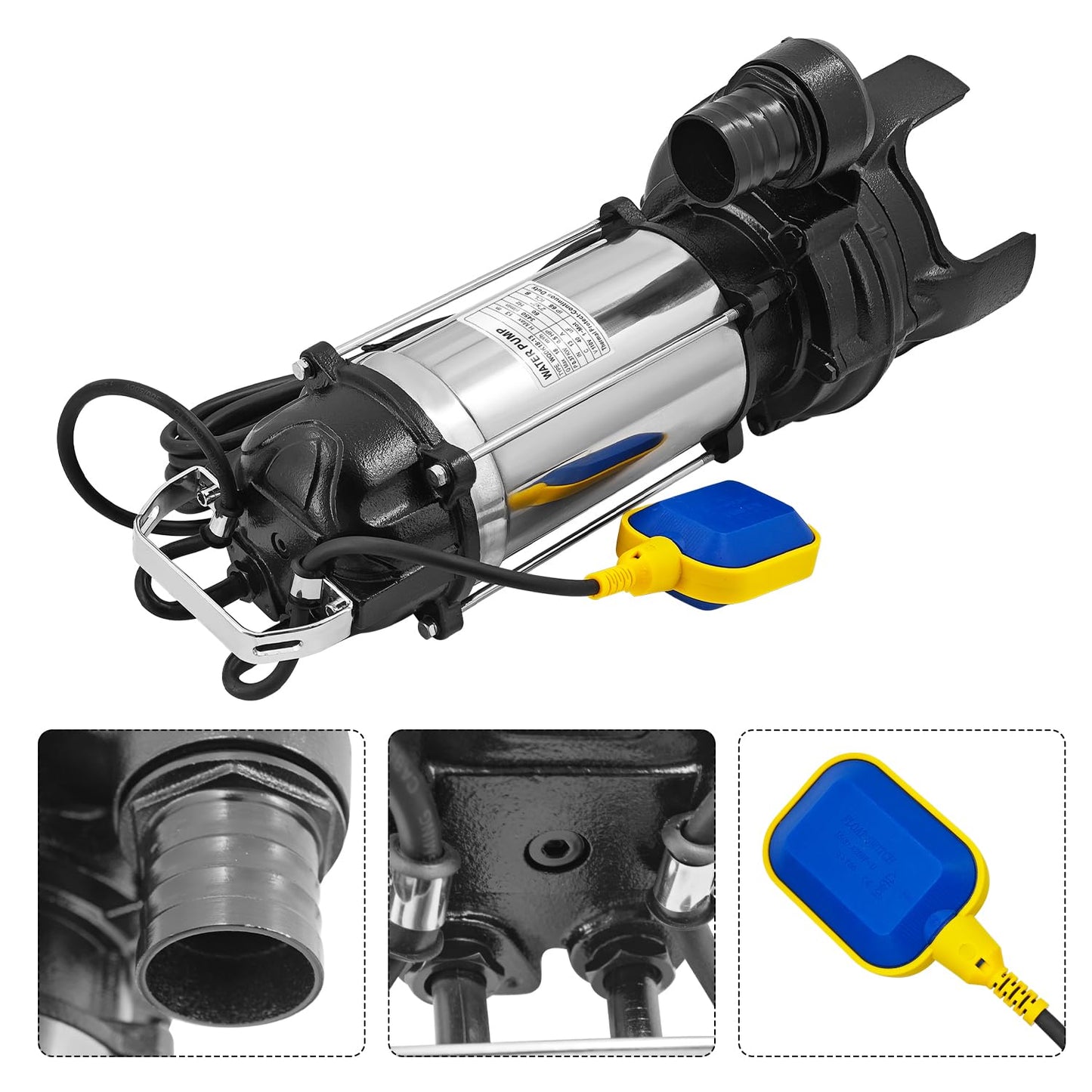 4PN 1/2 HP Submersible Sump Pump With Float Switch Replacement for Tsurumi Pump 4-PN 50PN2.4S Pond Waterfall Pump, Cast Iron and Stainless Steel, 4755 GPH, 2" Discharge, H Max 44ft