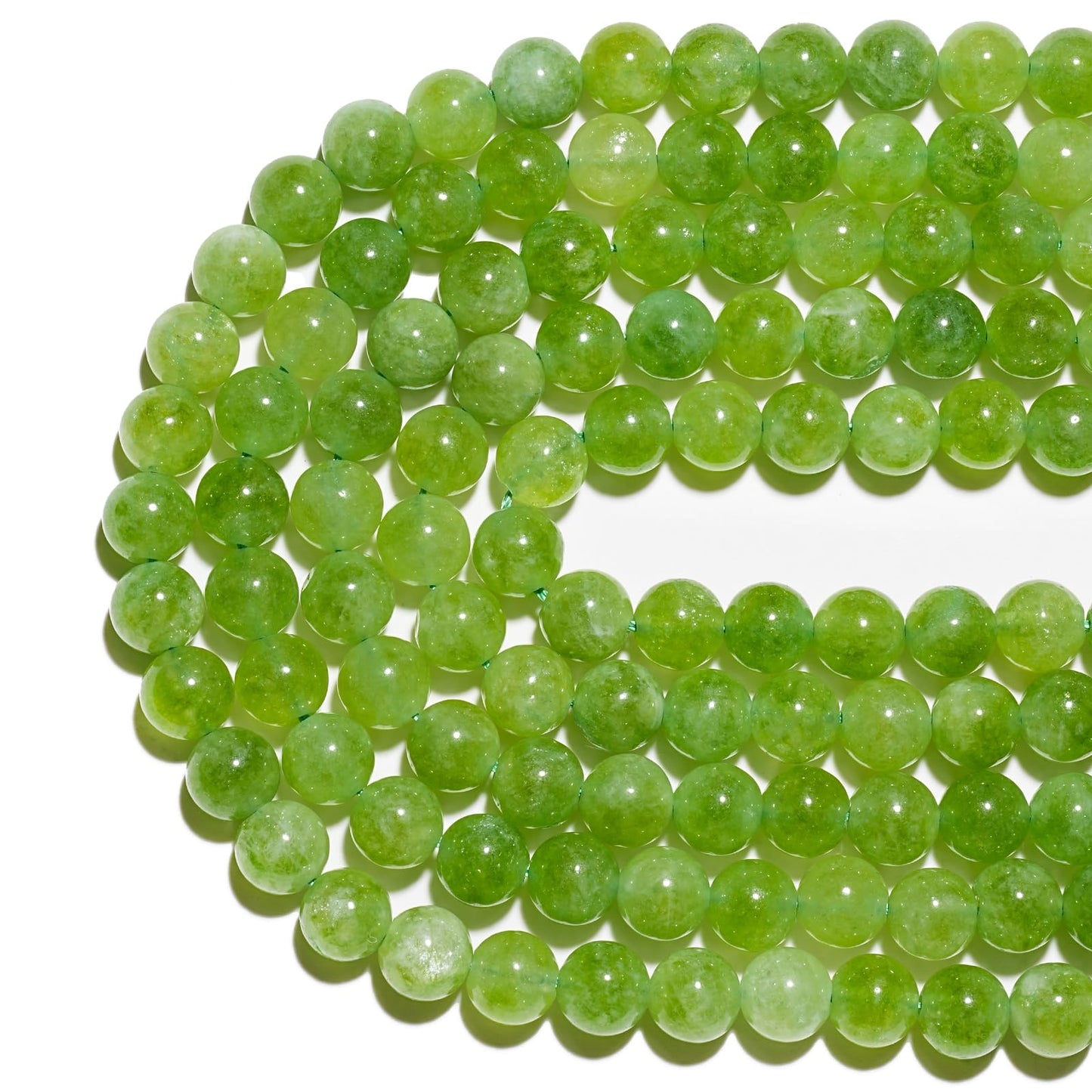 8mm Natural Green Peridot Gemstone Beads Polished Round Smooth Stone Beads for Bracelets Jewelry Making 15inch Loose Beads