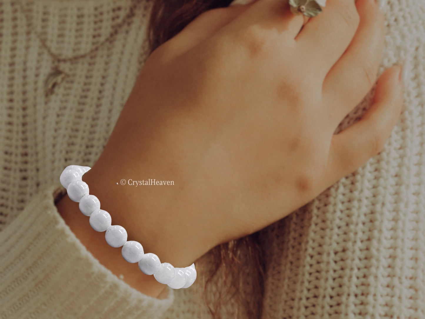 Amazing Gemstone Crystal Bracelet for Women Men's Gifts - Protection Healing Crystal Bracelet - 8mm Gemstone Beaded Stretchable Bracelet Pulseras Para Hombres Mujer Stocking Stuffers Mothers Day Gift (Mother of Pearl)