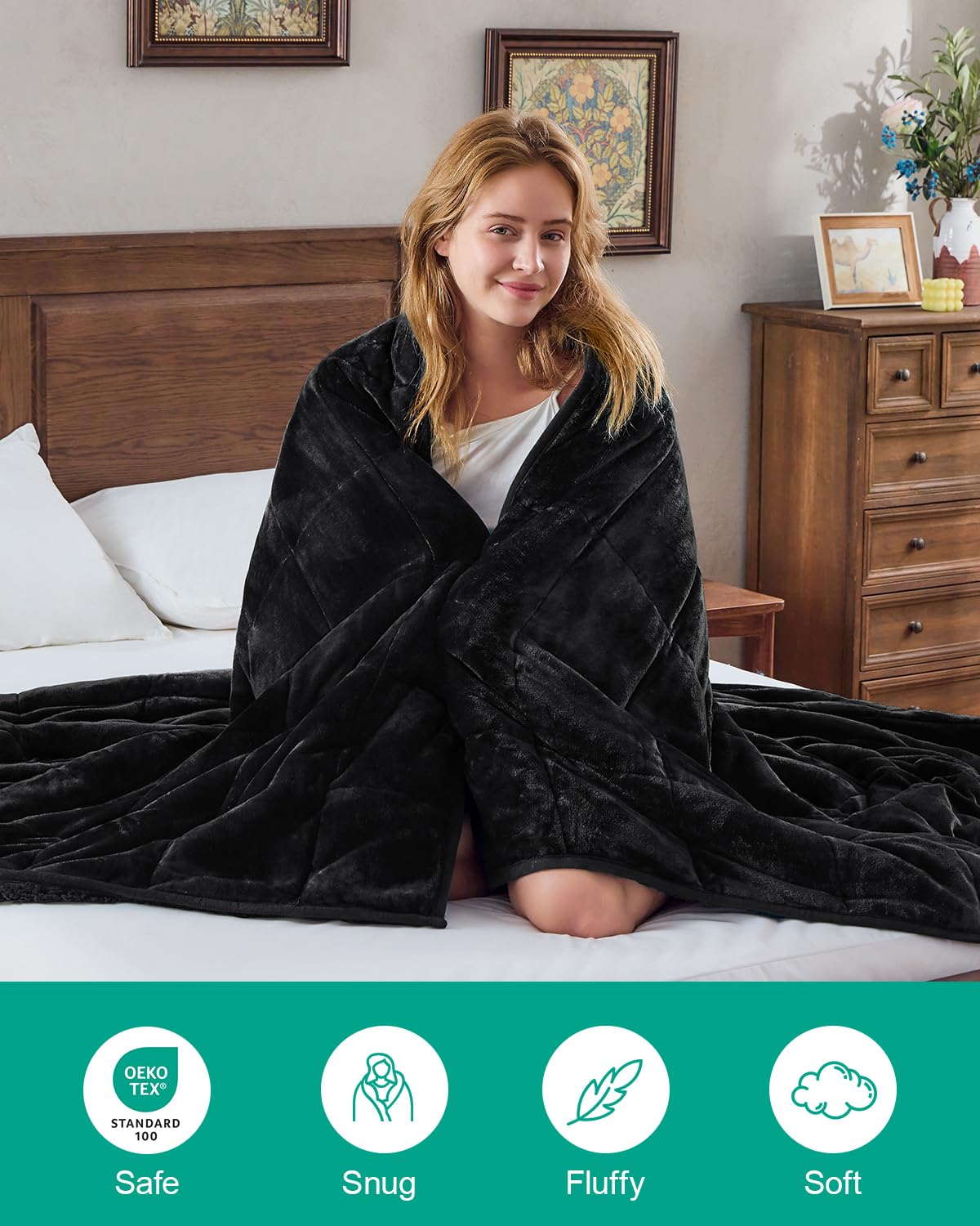 Super Fuzzy Soft Sherpa Fleece Weighted Blanket, 15 lbs Dual Sided Fluffy Heavy Weighted Blankets for Adults - No Bunching with Double Layers of Soft Inner Lining (60"x 80", 15 Pounds)