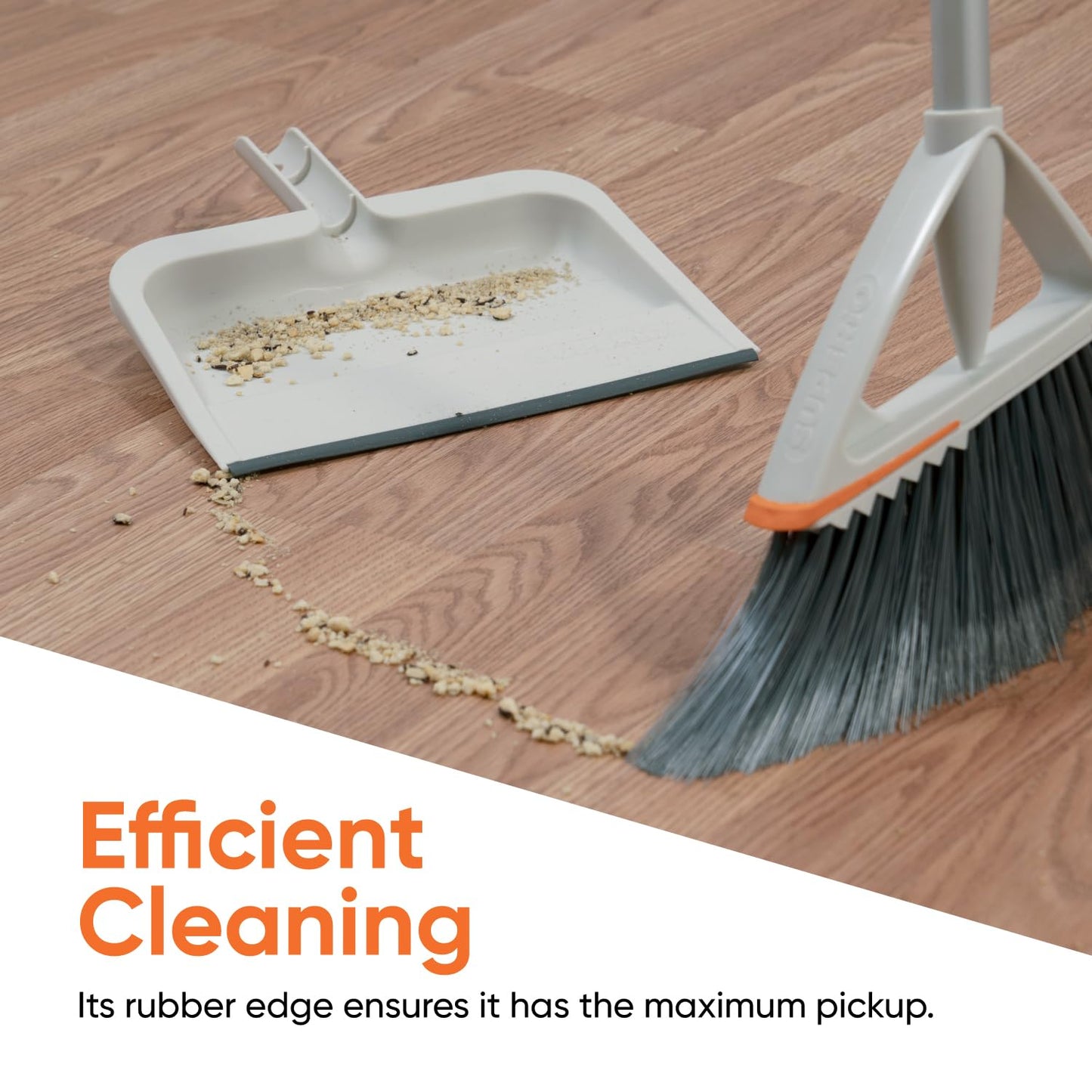 Superio Clip-On Dustpan with Rubber Lip - 10-inch Wide Durable Plastic Dust Pan with Comfort Grip Handle, White, 1-Pack