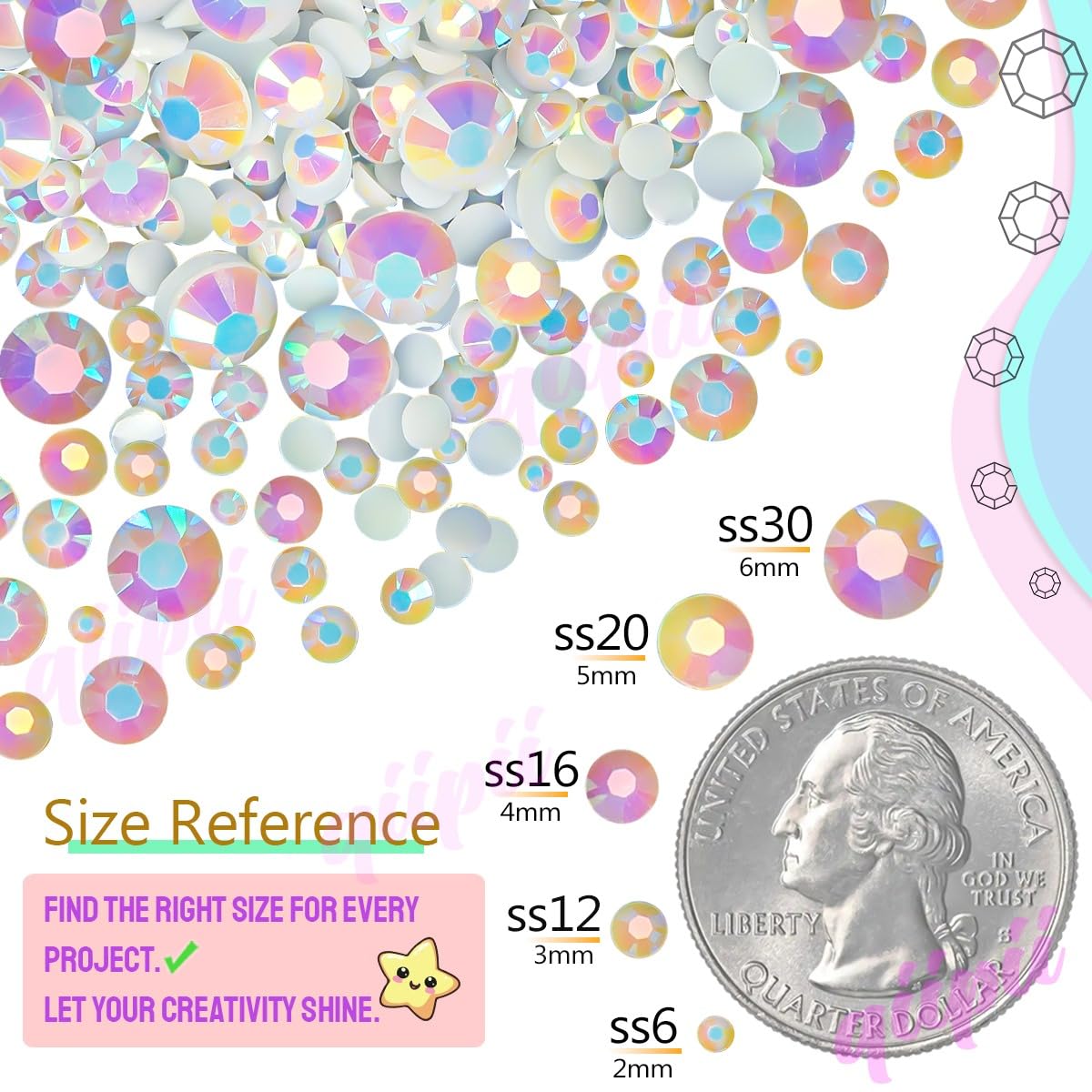 qiipii 24 Color 3mm Jelly Resin Rhinestones for Bedazzling Crafting Flatback Stones Bedazzler Kit Colorful Gems Diamonds Charms for Nails Eyes Face Makeup Tumblers Bottles DIY Crafts Shoes Phones