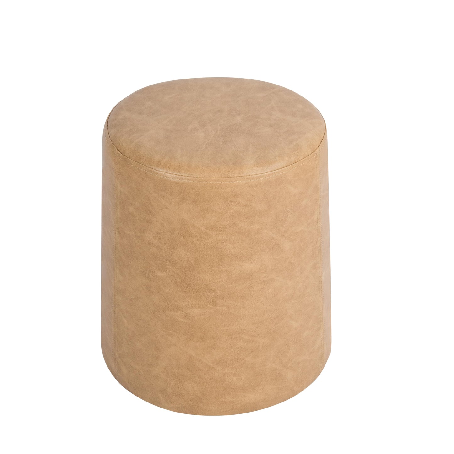 HomePop Faux Leather Organic ShapeOttoman (No Lid, Seat Only) | HomePop Home Décor | Round Pouf Foot Rest – Sand Faux Leather