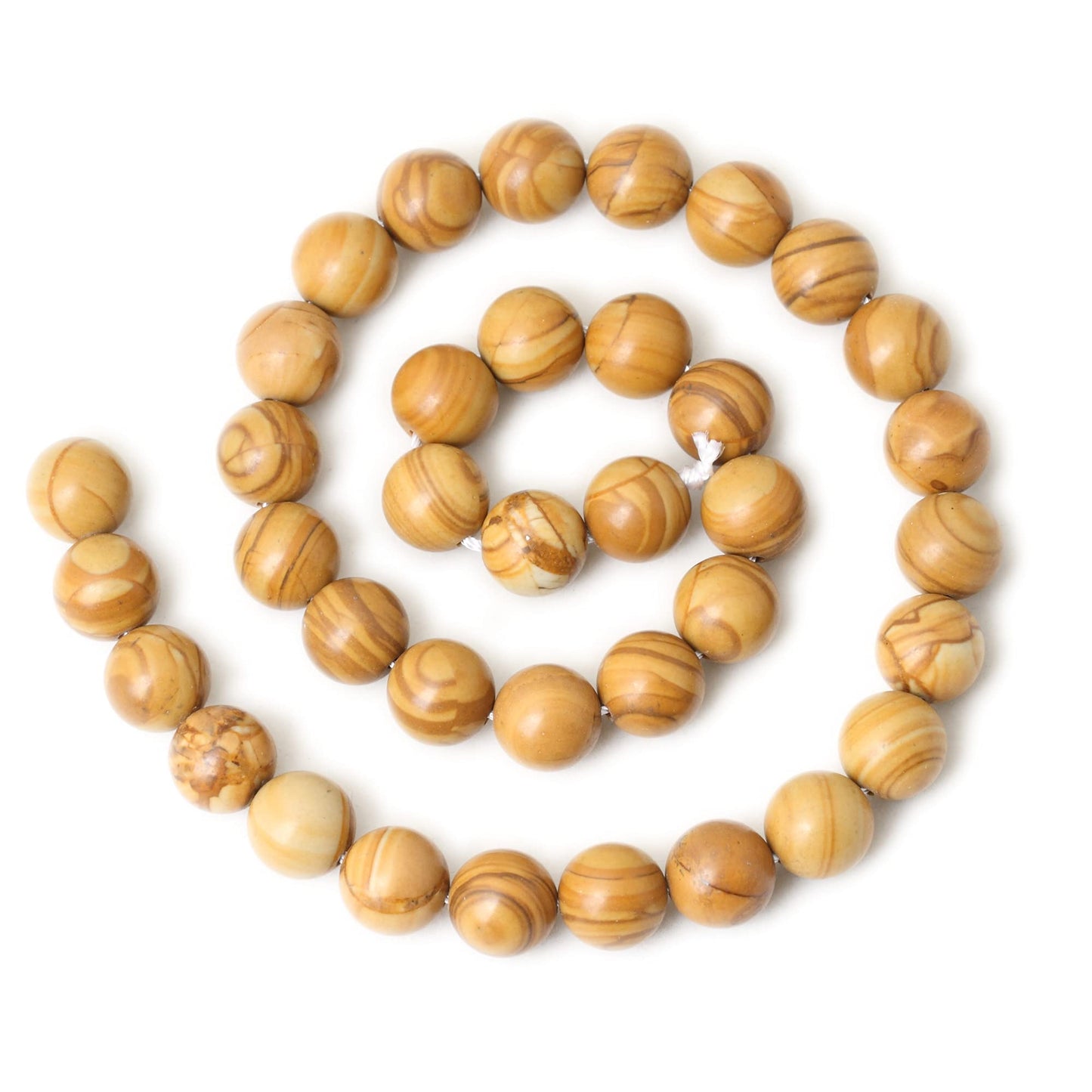 CHEAVIAN 35PCS 10mm Natural Woodgrain Jasper Round Loose Beads for Jewelry Making DIY Bracelet Necklace Materials 1 Strand 15"