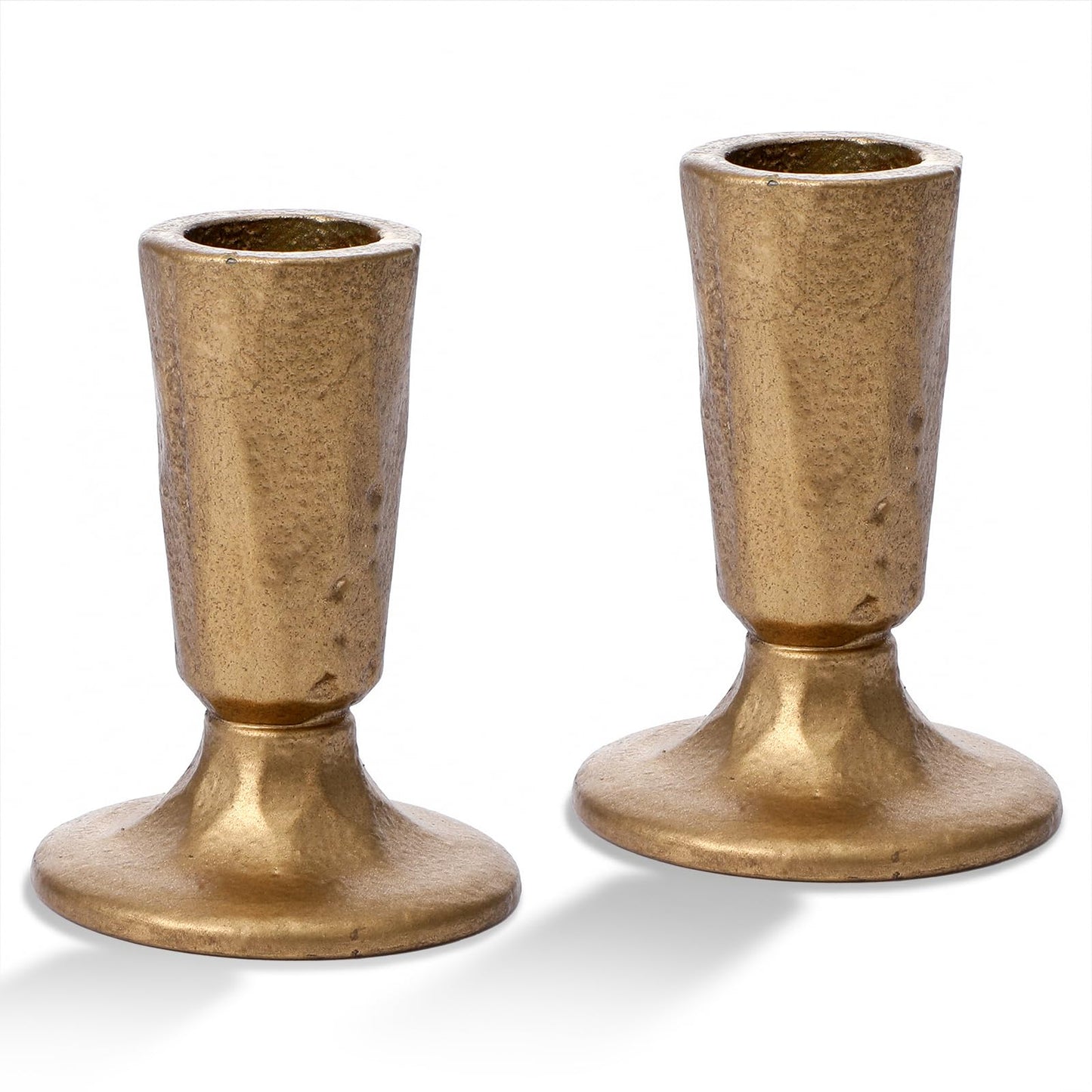 Handcrafted Antique Brass Taper Candle Holders, Set of 2 - Forged Iron Candlesticks for Weddings, Dining Table Centerpiece & Timeless Home Decor