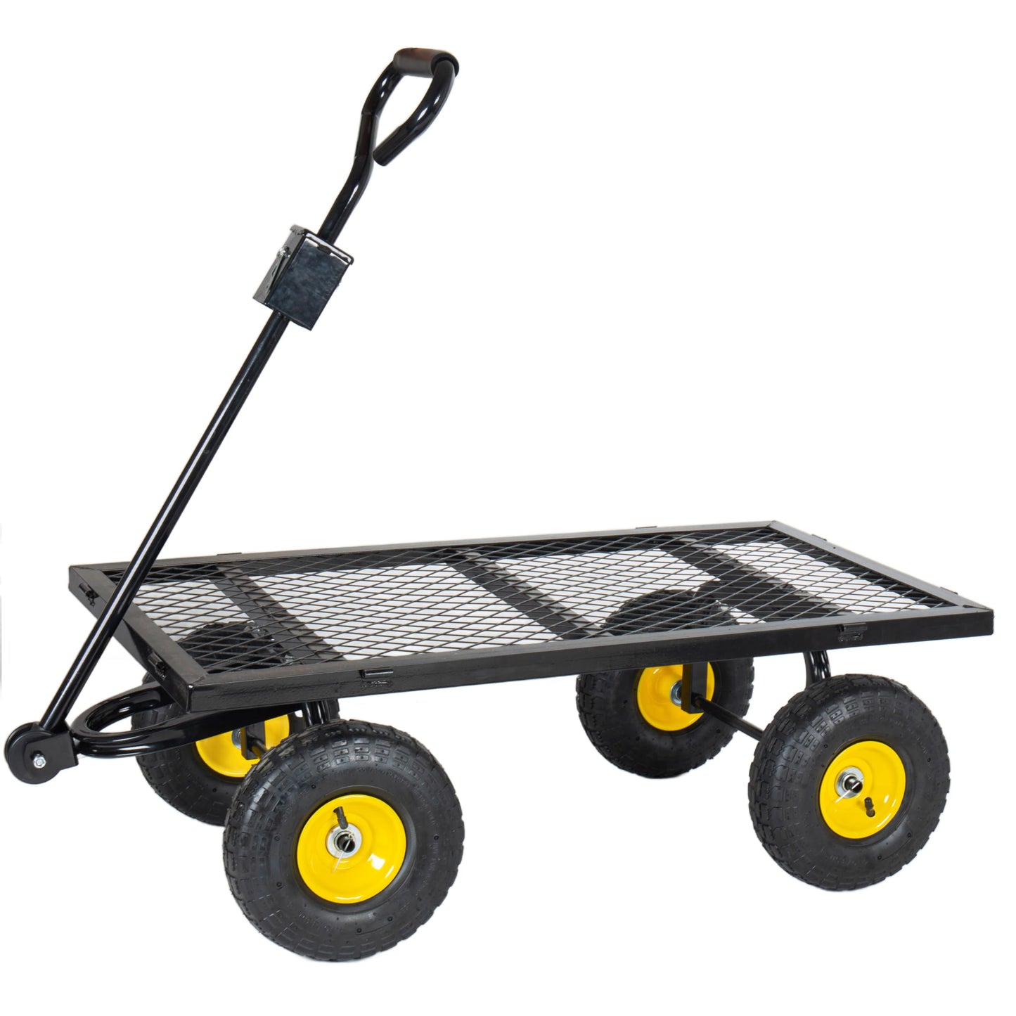 4-in-1 Heavy Duty Garden Wagon Utility Cart 880LBS, Steel Mesh Dump Wheelbarrow with 10" All-Terrain Wheels, Removable Sides & Liner, Extra High Fence, Outdoor Lawn Patio Yard Landscaping, Black