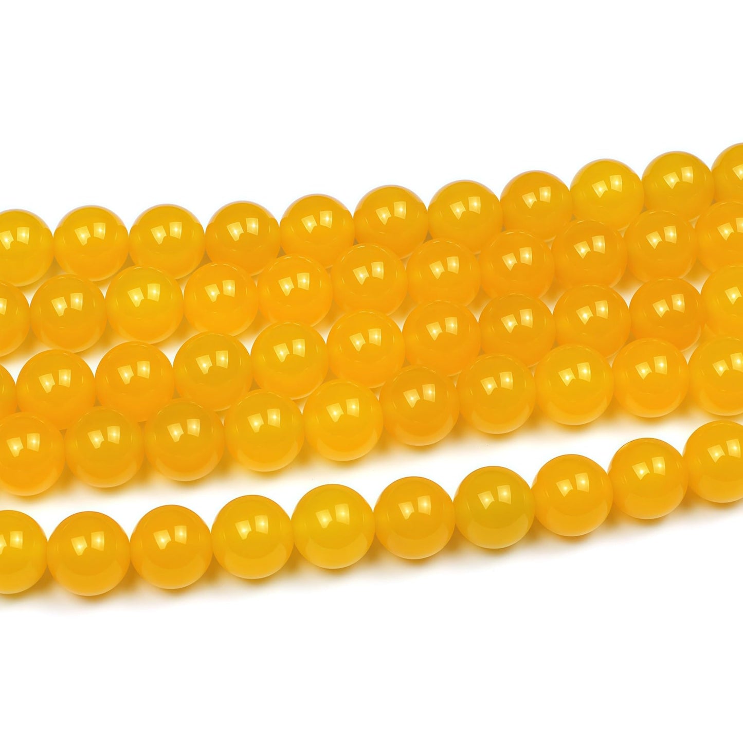 MJDCB 7A Round Natural Yellow Agate Beads Stone Loose Beads for Necklace Bracelet Charms Jewelry Making 15" (10mm)