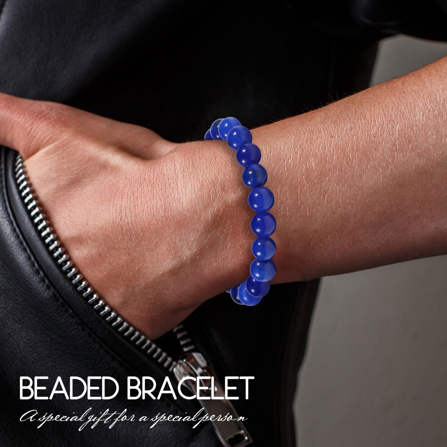 RUIQLXHANG Natural Stretch Lapis Lazuli Bracelet 10mm Healing Crystal Beads Bracelet for Women Men Energy Quartz Chakra Jewelry Meditation Emotion Control Stress & Anxiety Relief Bracelet