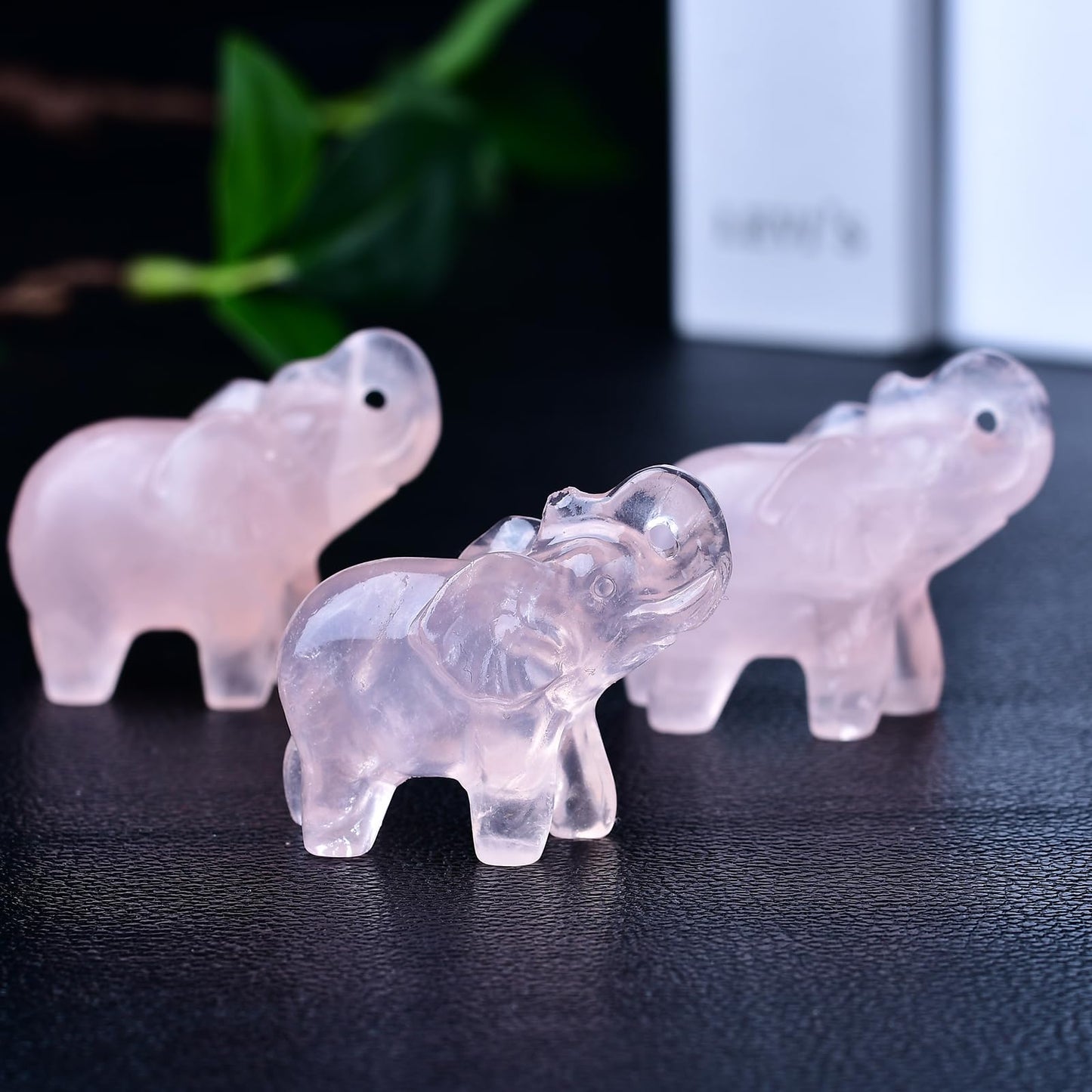 Ytbeoxk 1.8 Inch Rose Quartz Elephant Crystal Decor, Healing Crystal Cute Figurines,Pink Elephant Gemstones Decorations Statue, Lucky Reiki Stones in Home and Office Meditation Gift for Women and Men