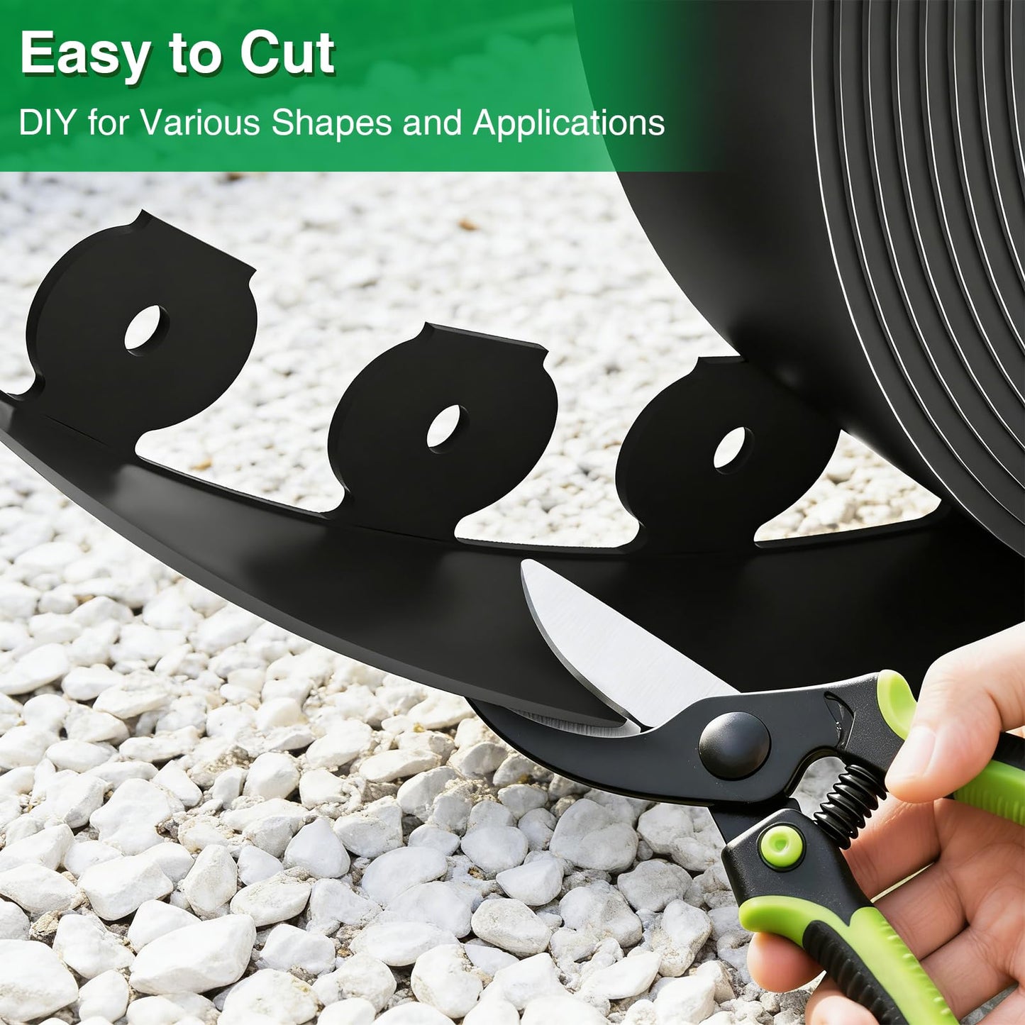 Bonviee 1.5” x 100’ Landscape Edging Kit, Garden Edging Coil with 150 Pcs Spikes, No Dig Lawn Border Design