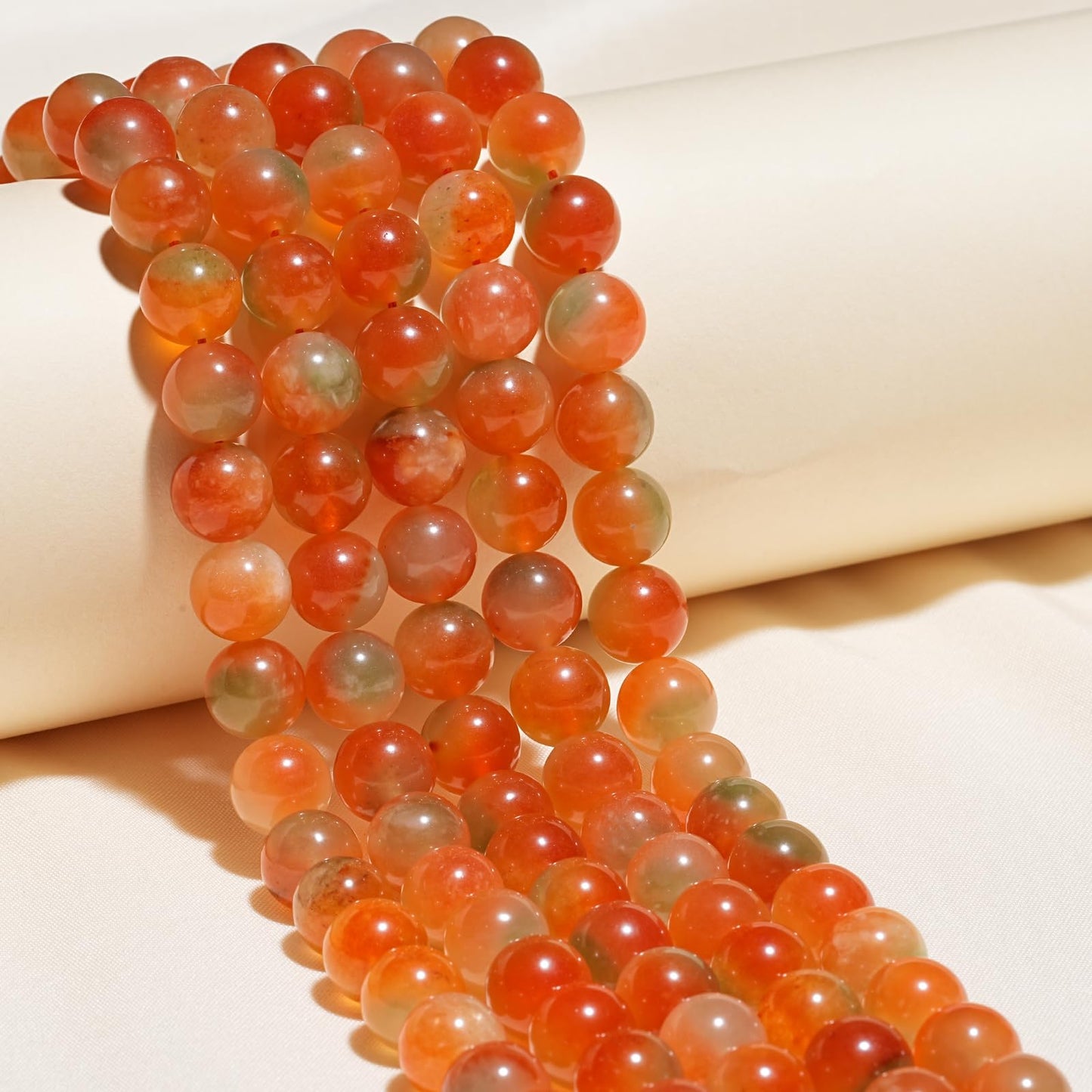 10mm Natural Peacock Agate Chalcedony Gemstone Beads Polished Round Smooth Stone Beads for Bracelets Jewelry Making 15inch Loose Beads