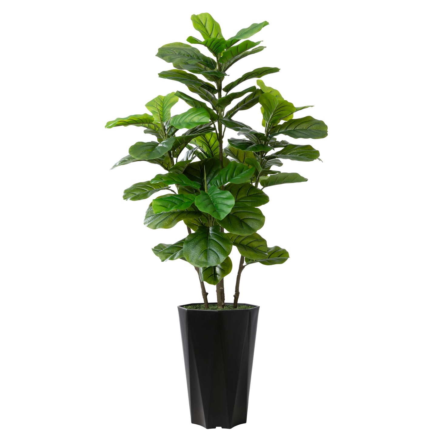 Artificial Fiddle Leaf Fig Tree 5FT - Faux Fig Tree with Black Diamond Planter - Tall Fake Floor Plant Potted - Artificial Silk Tree for Home Office Living Room Decor Indoor