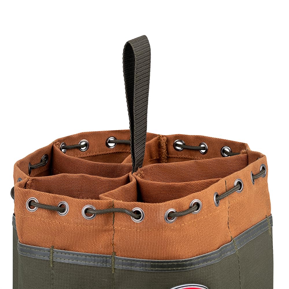 BucketBoss 25001 Canvas Organizer Parachute Bag with 19 Pockets for Nails,Screws, and Bolts in Brown