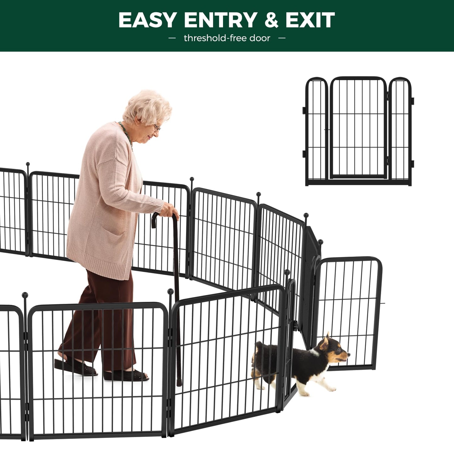 FXW Rollick Unleashed Dog Playpen for Indoor, Yard, RV Camping, 24 inch 16 Panels for Small and Puppy Dogs, Black│Patented