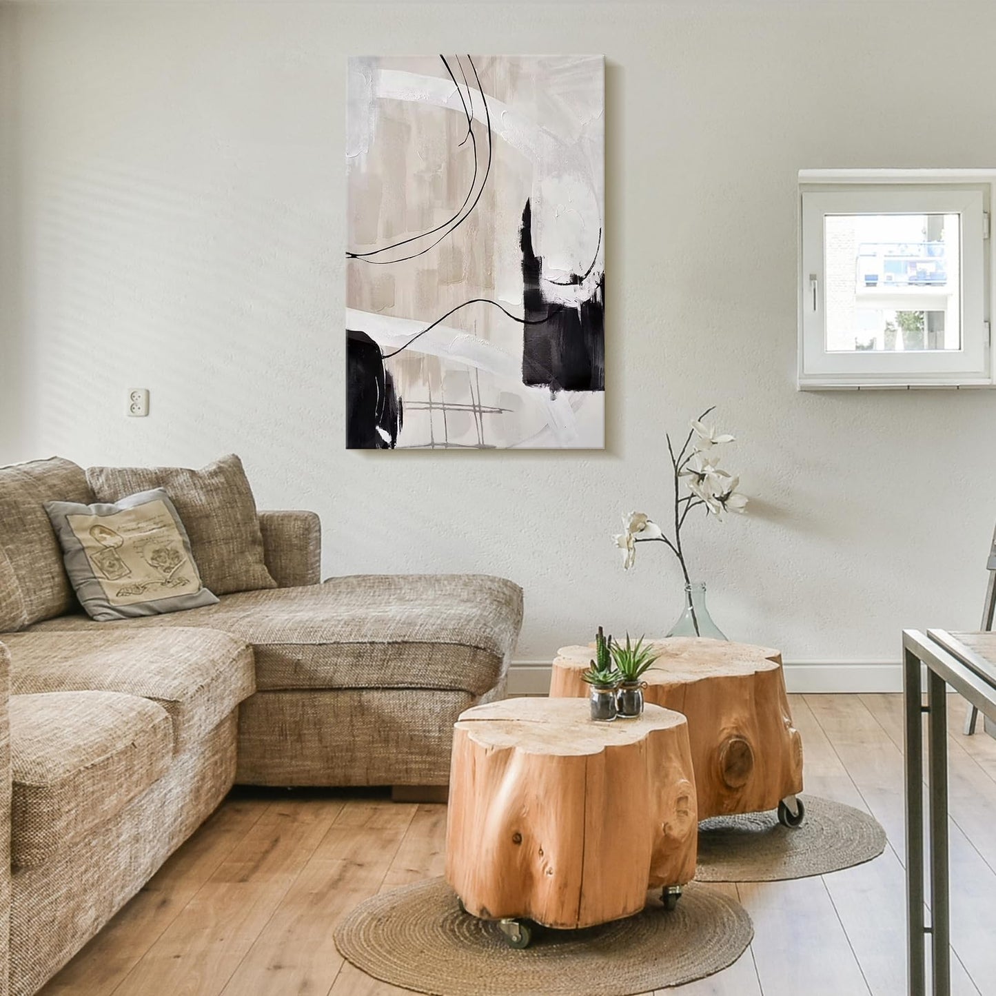 Creoate Abstract Canvas Wall Art, Hand Painted Textured Painting Artwork for Living room, Bedroom 31.5x47.2 Inch