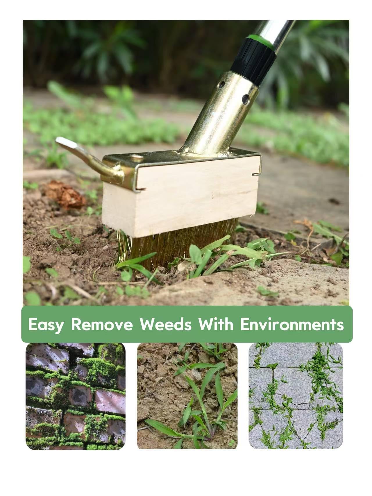 Deck Moss Cleaning Tool, Featuring a 63-inch Adjustable Handle, Includes 2 Replaceable Brush Heads and Gardening Gloves, Suitable for Crevice Cleaning, Moss Killer, and roof Moss Killer